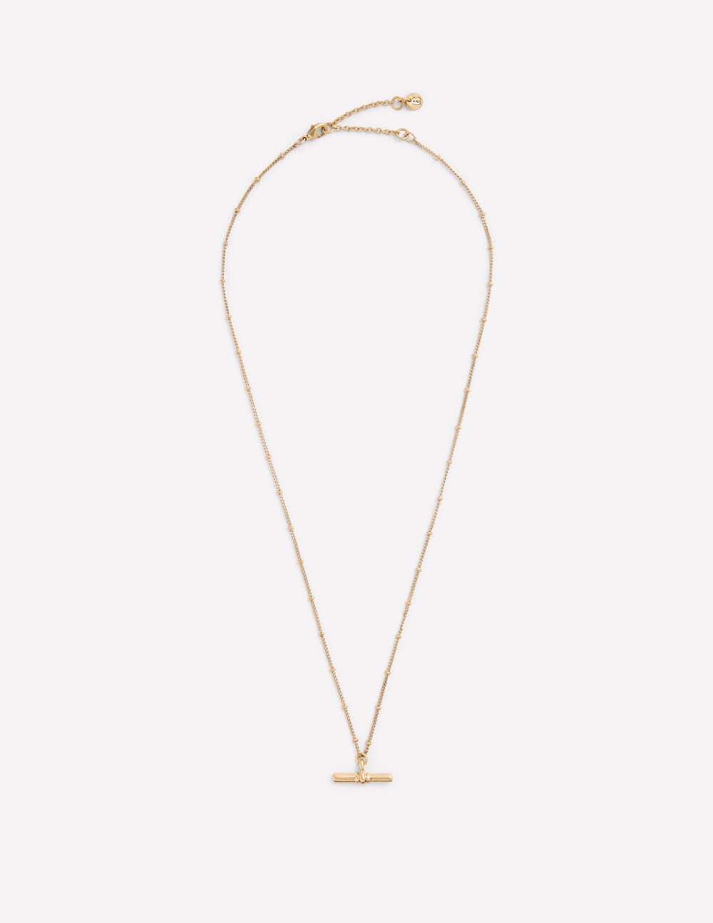 Fine T-bar Pendant Necklace-Gold Colour - Image 1