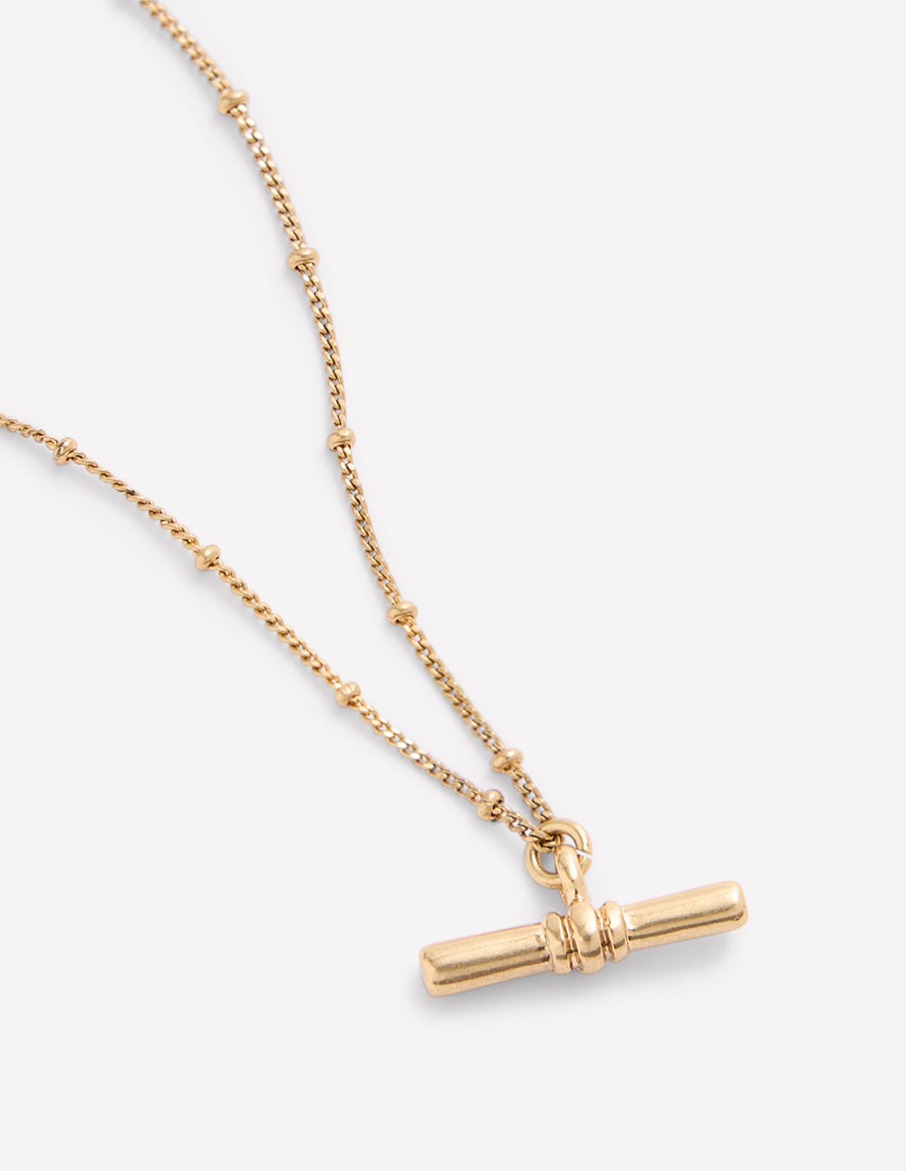Fine T-bar Pendant Necklace-Gold Colour - Image 3