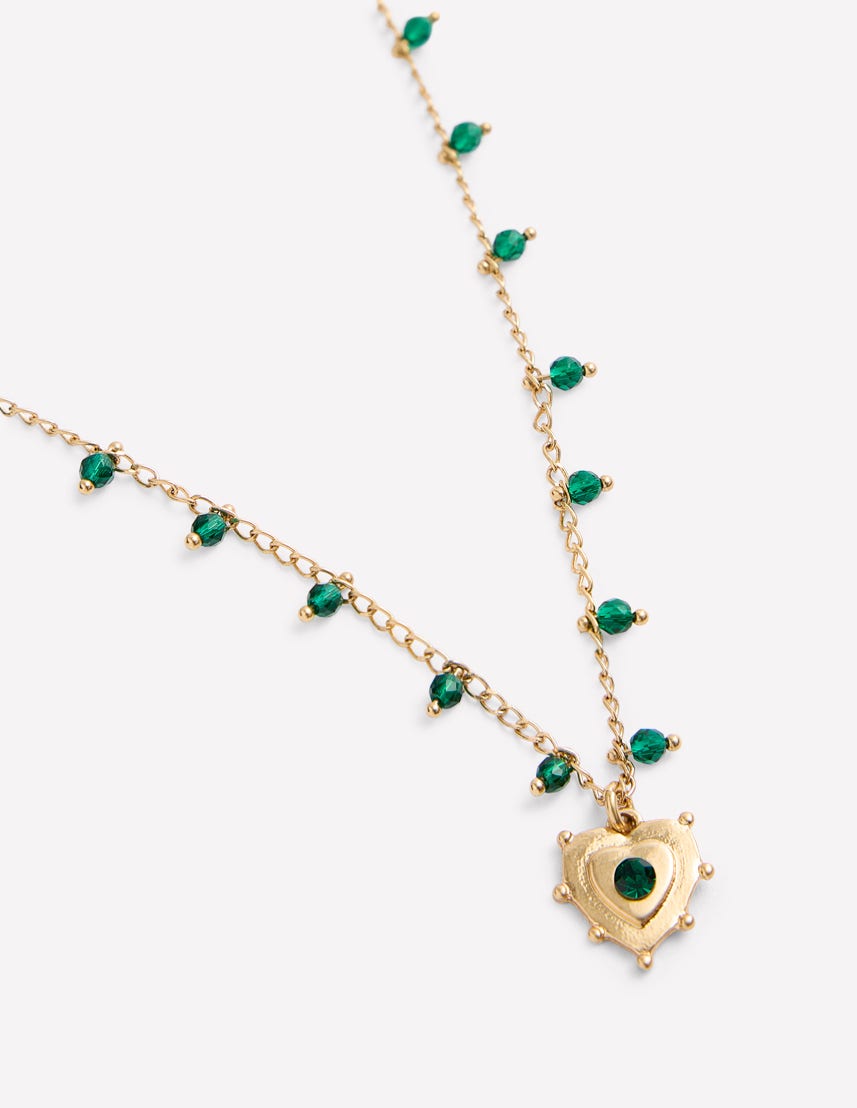 Collier avec pendentif à superposer-Cœur vert