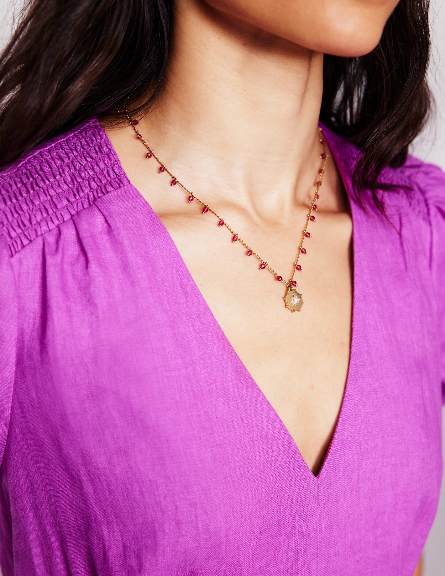 Layering Charm Necklace-Pink