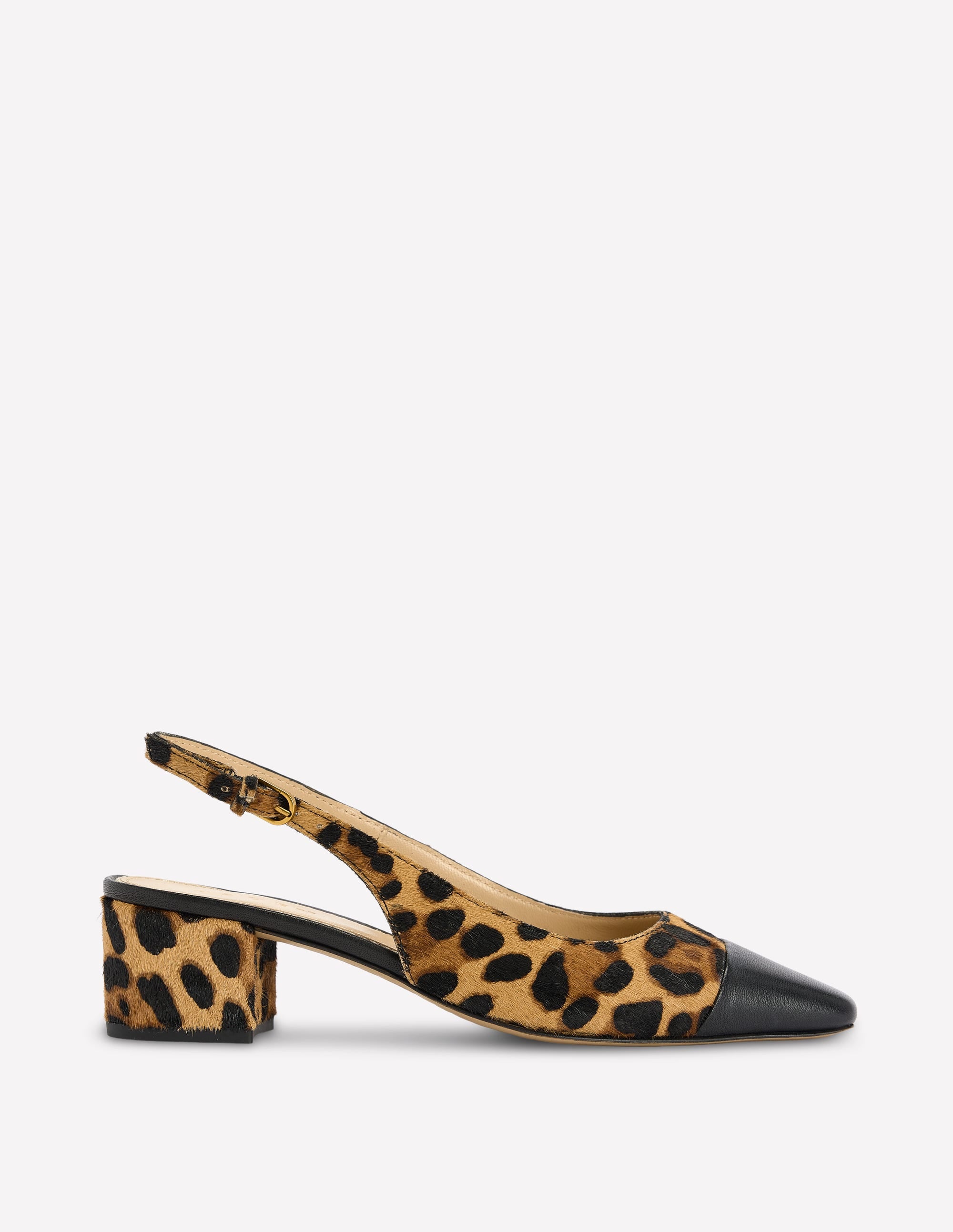Chaussures Ailsa à bride arrière et talons carrés-Klassisches Leopardenmuster Ponyhaar - Image 1
