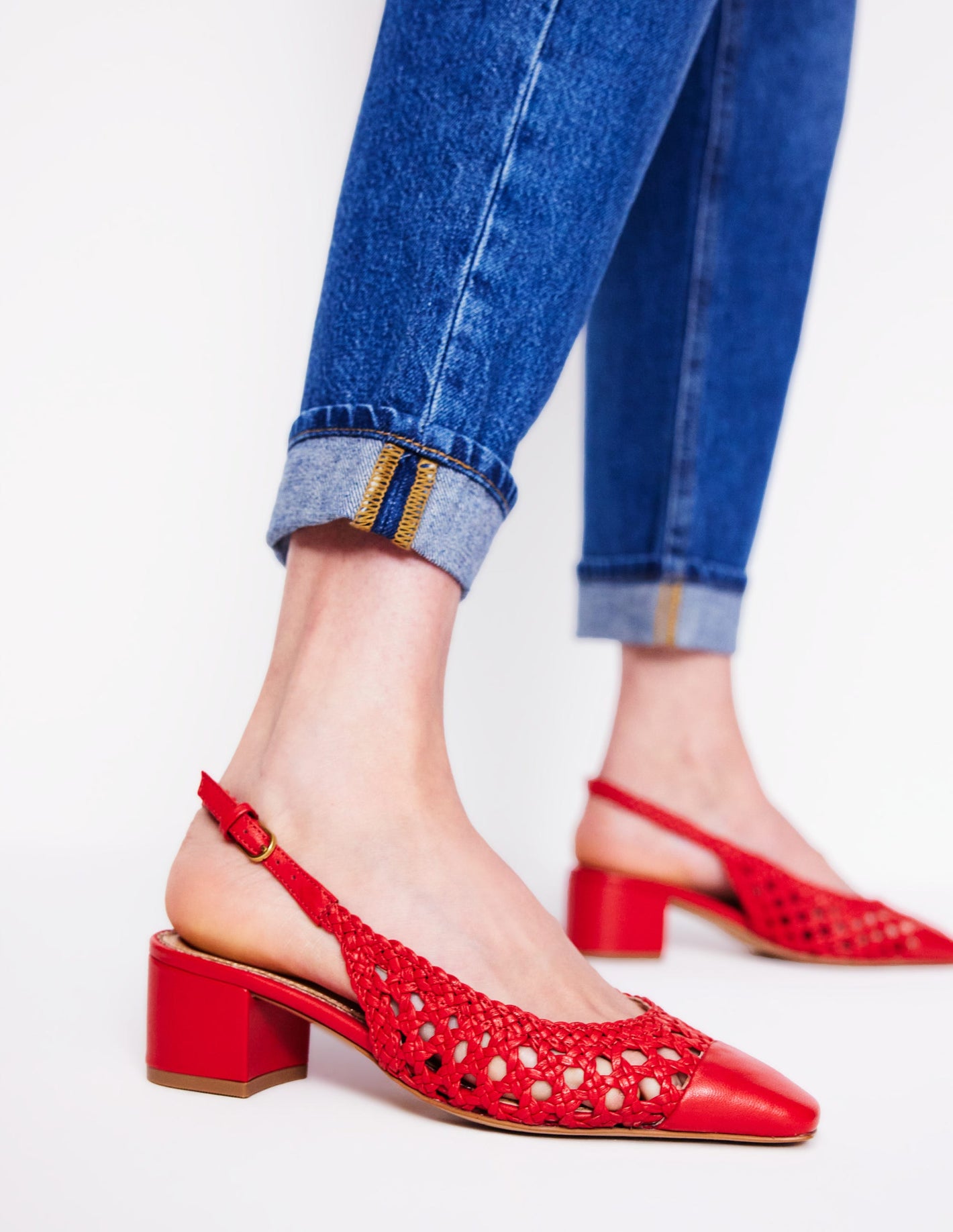 Ailsa Slingbacks mit Blockabsatz-Briefkastenrot Gewebt