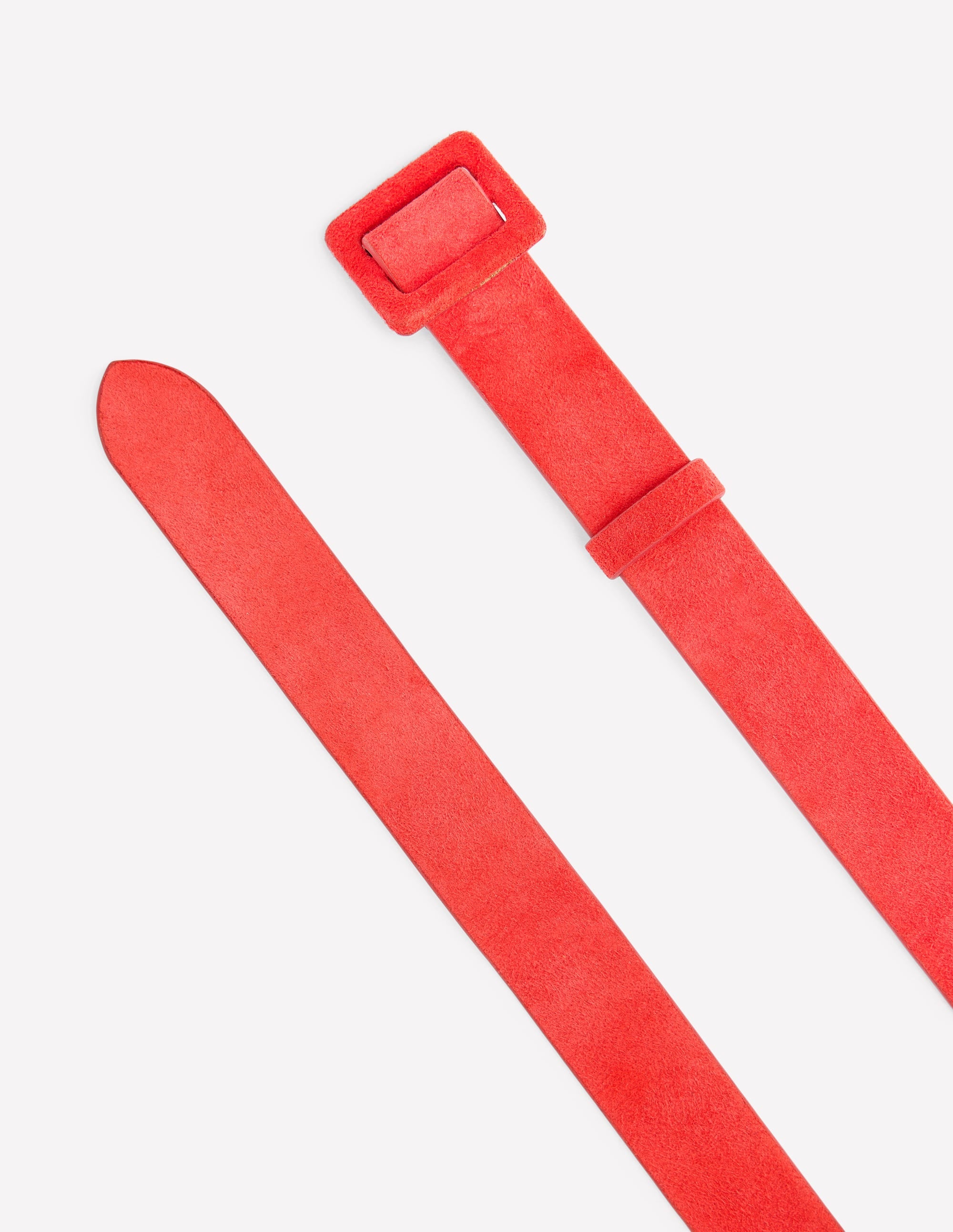 Suede Skinny Buckle Belt-Strawberry Tart Red - Image 3