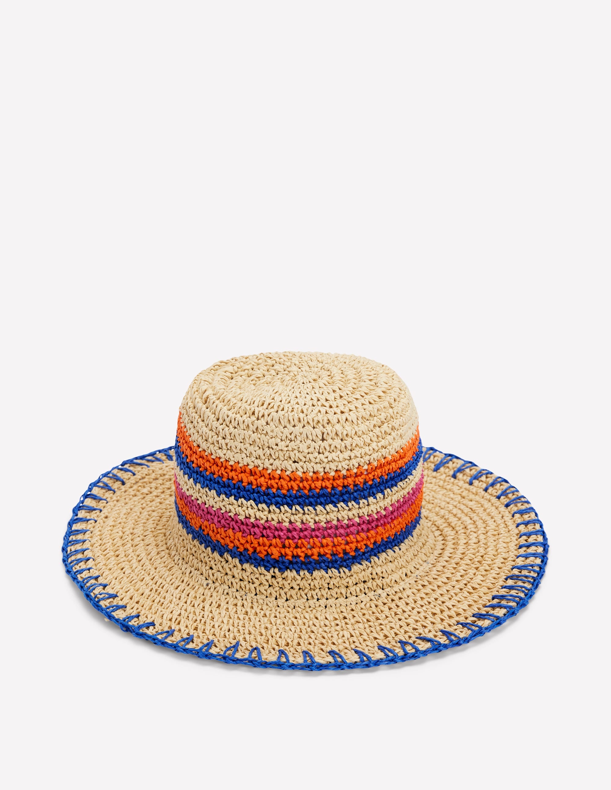 Chapeau de paille rayé-À Rayures Multicolores - Image 1