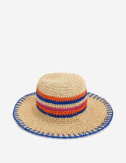 Chapeau de paille rayé-À Rayures Multicolores