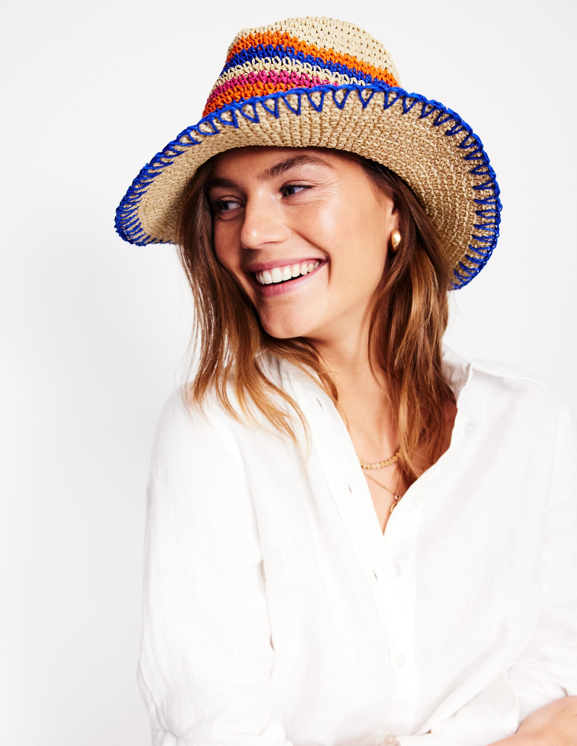 Chapeau de paille rayé-À Rayures Multicolores - Image 2