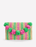 Pompom Clutch Bag-Pink/Green