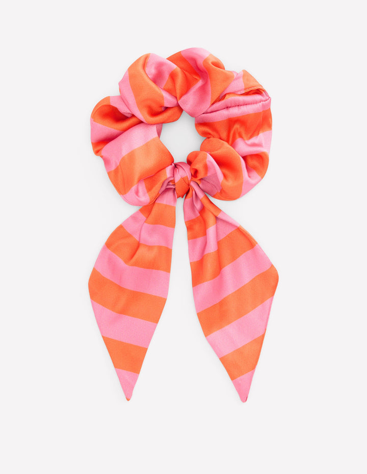 Scrunchie mit Schärpe-Rosa/Orange Streifen