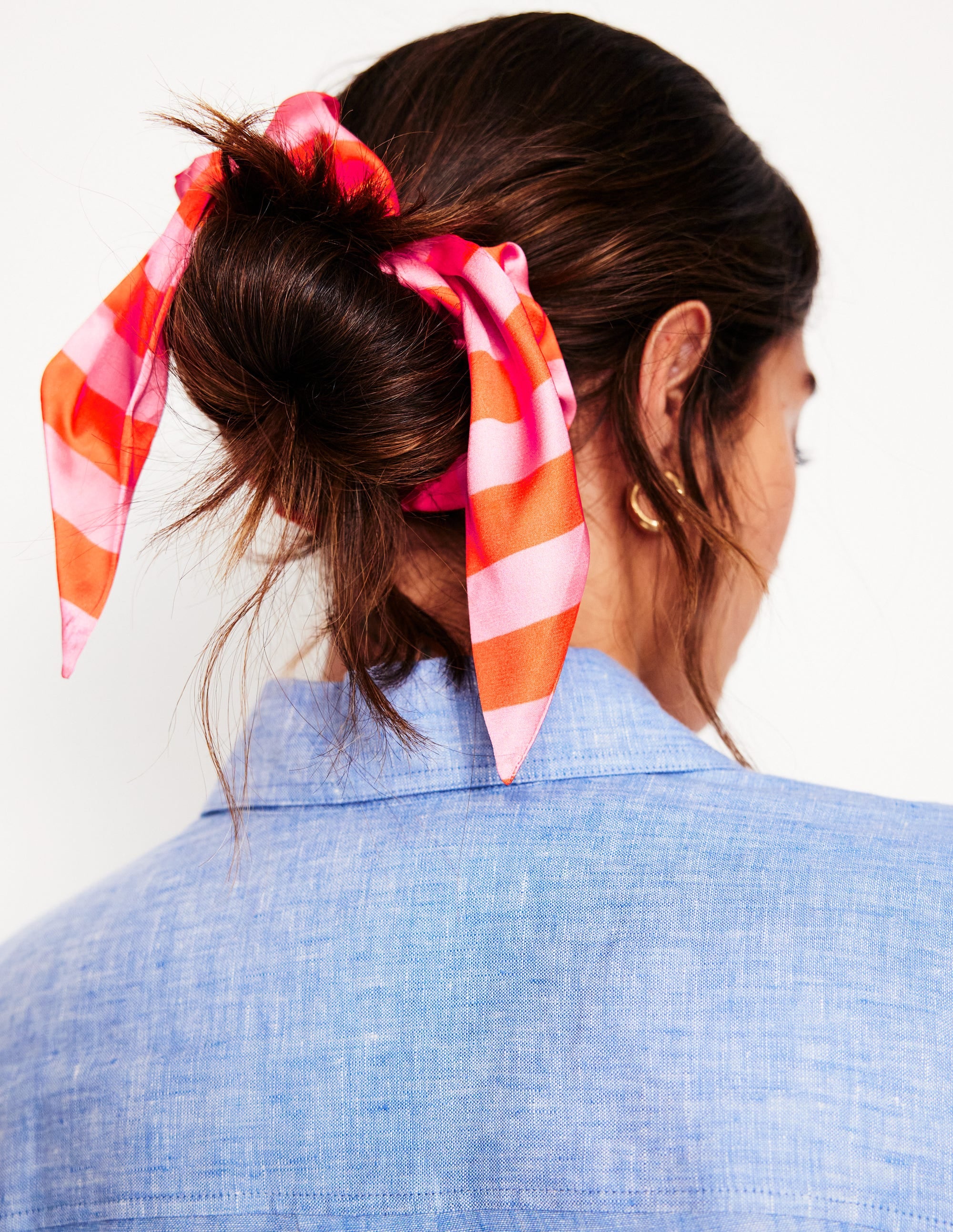 Scrunchie mit Schärpe-Rosa/Orange Streifen - Image 2