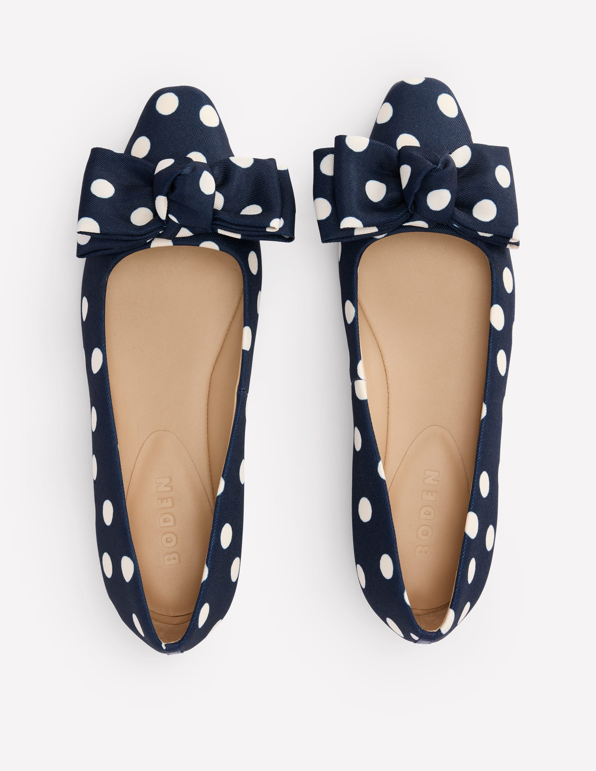 Ballerines à bout biseauté-Bleu marine foncé, pois abstraits - Image 5