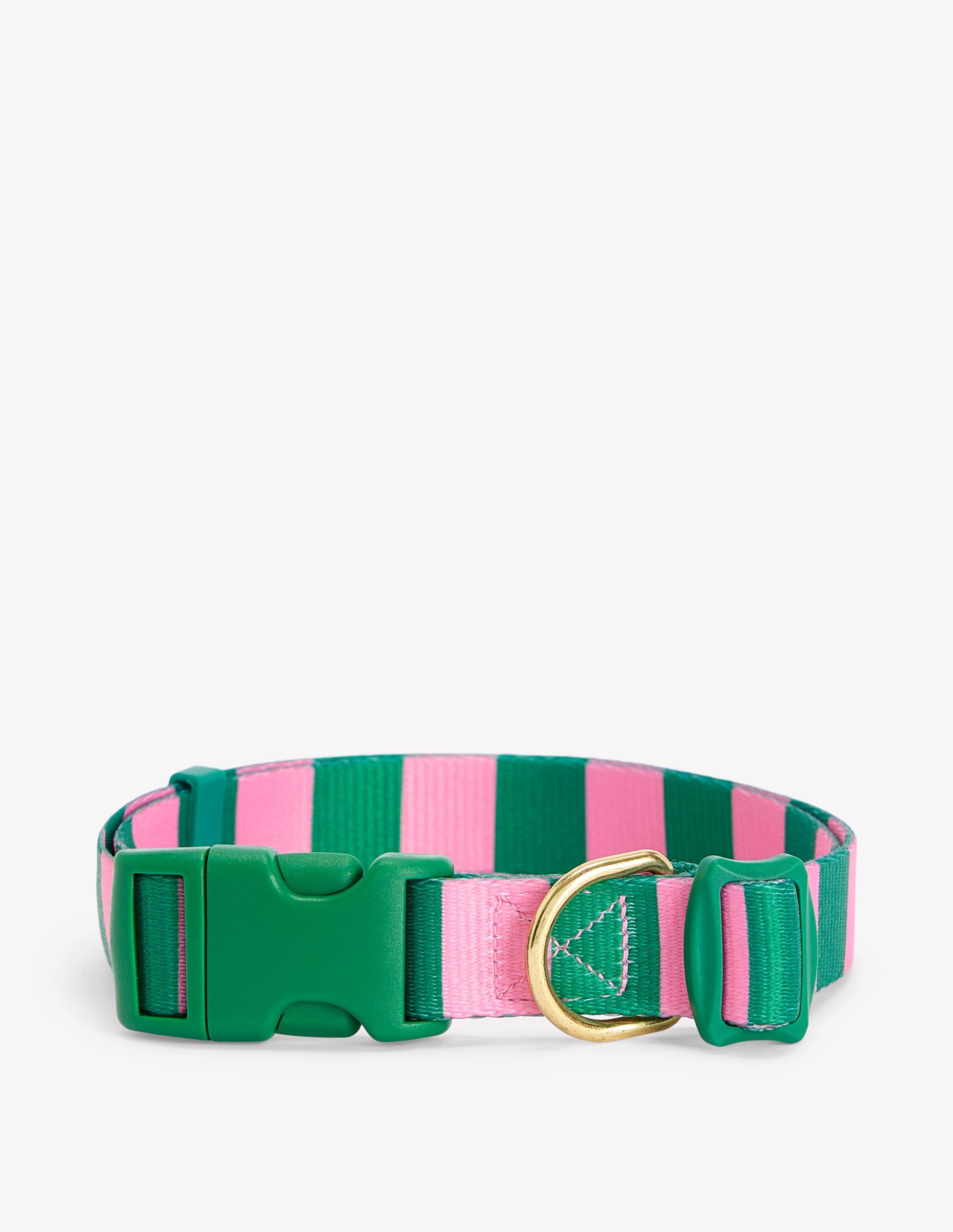 Hundehalsband-Grün/Rosa Streifen - Image 1