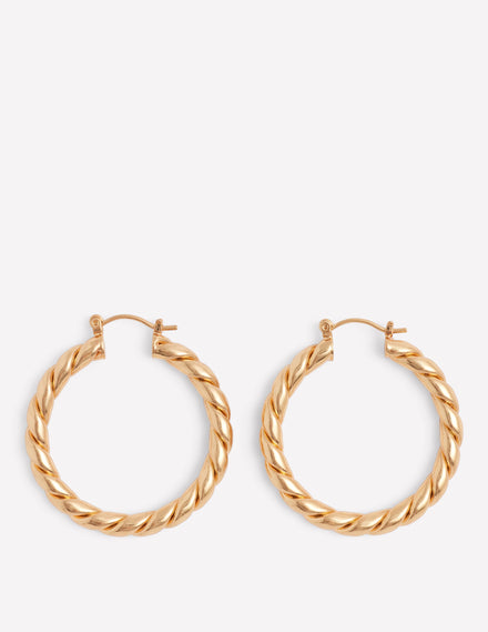 Large Chunky Twist Hoops-Gold