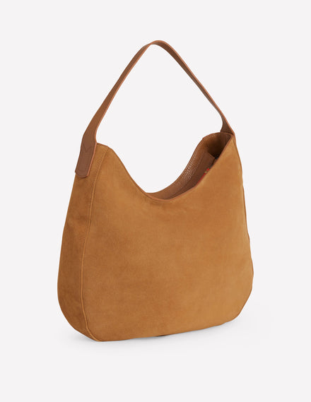Hobo-Tasche aus Wildleder-Hellbraun