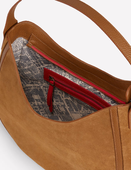 Hobo-Tasche aus Wildleder-Hellbraun