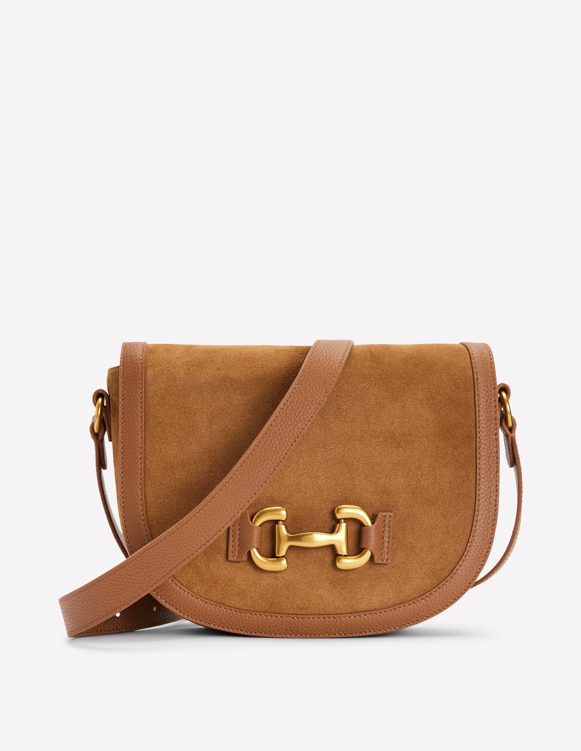 Iris Leder-Umhängetasche mit Trensendetail-Hellbraun - Image 1