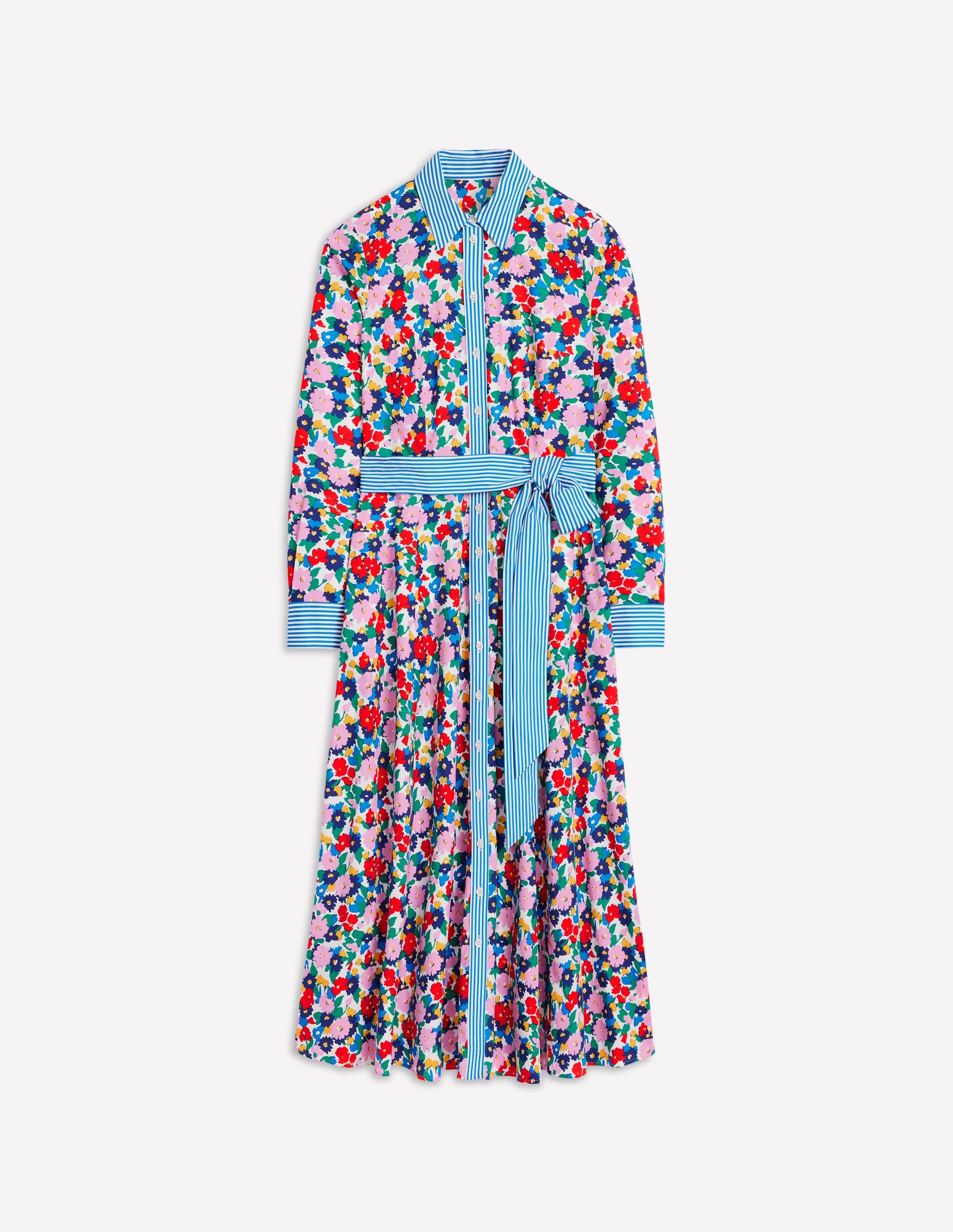Robe-chemise midi Amy en coton-Multi, motif Painterly Meadow - Image 5