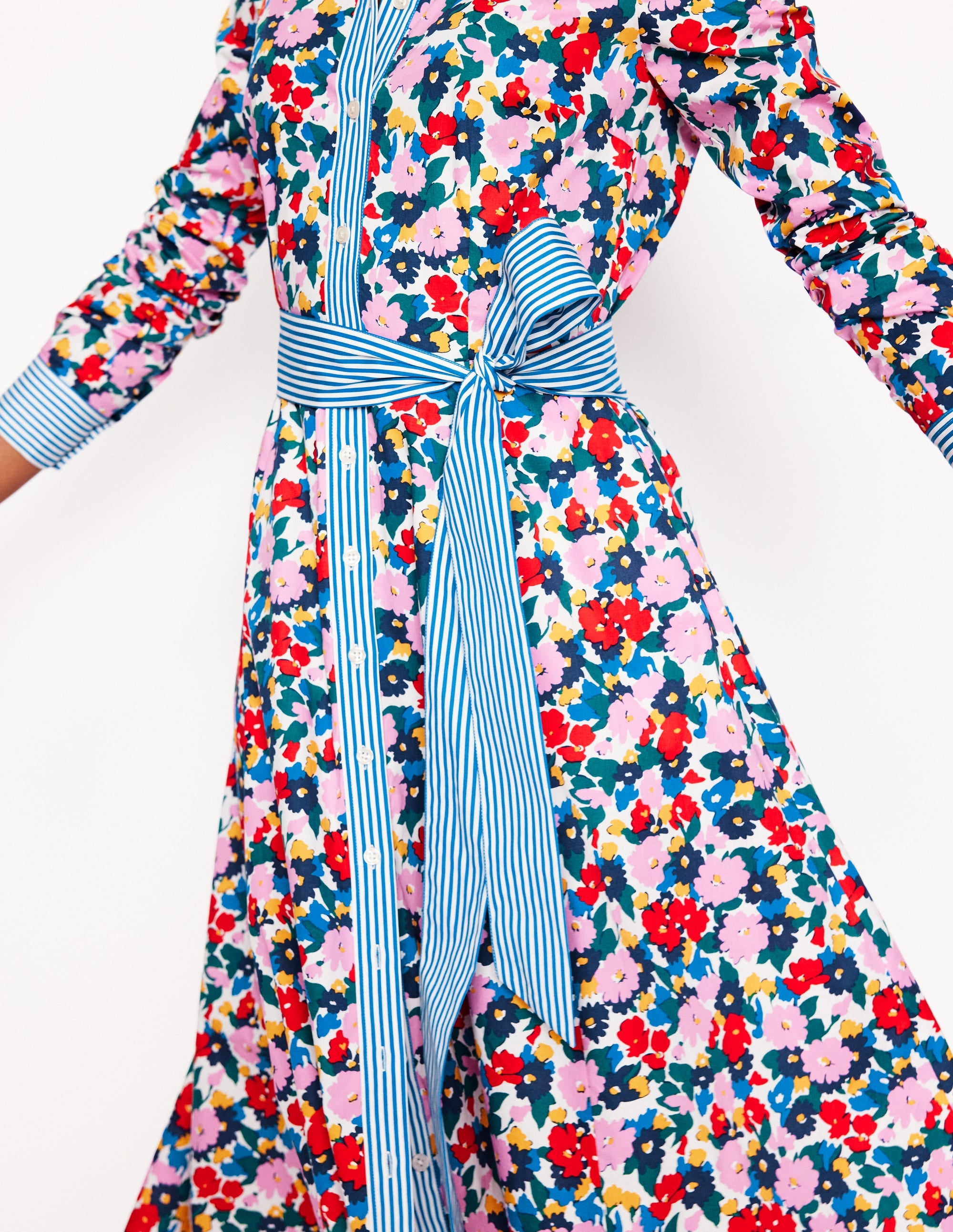 Robe-chemise midi Amy en coton-Multi, motif Painterly Meadow - Image 2
