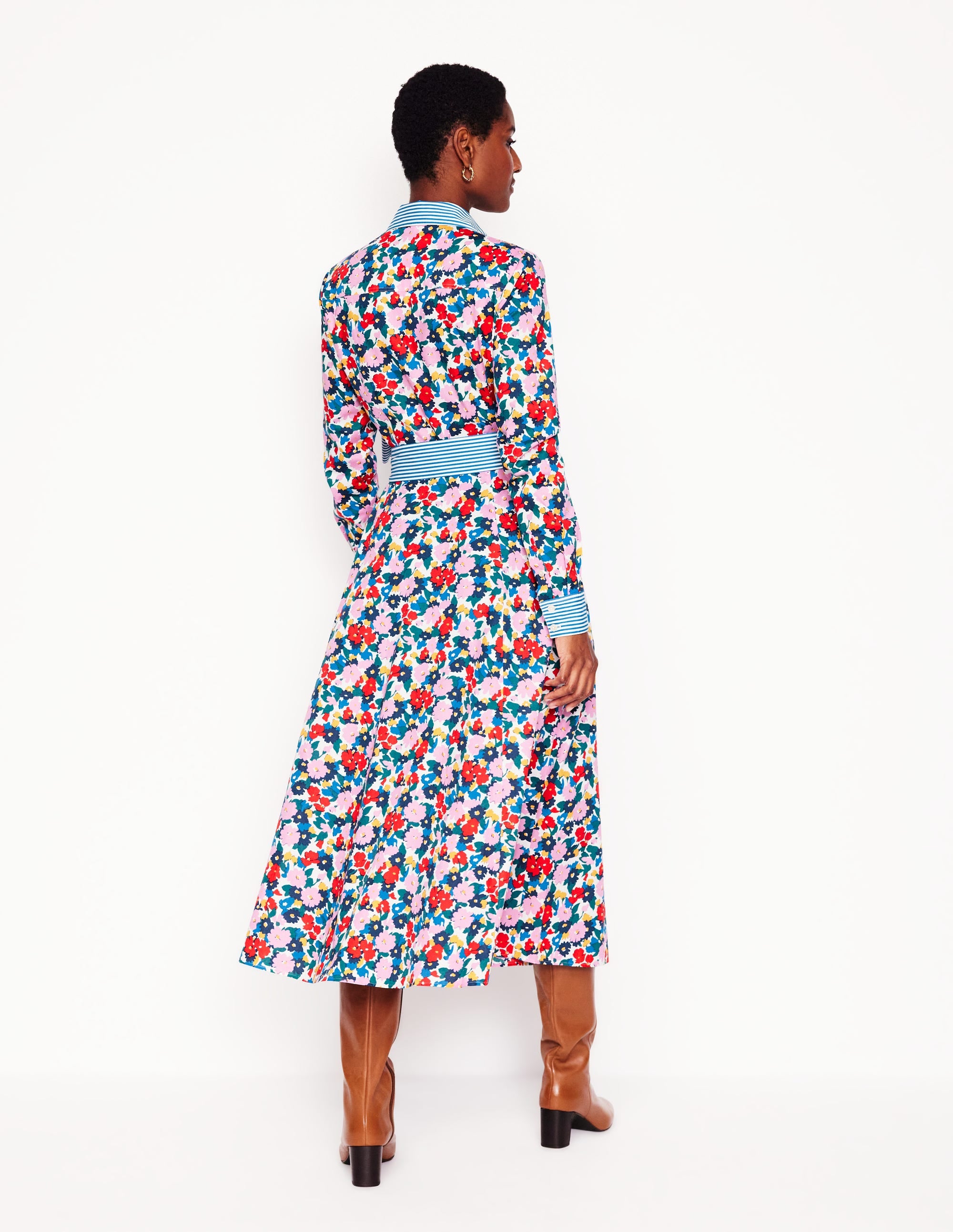 Robe-chemise midi Amy en coton-Multi, motif Painterly Meadow - Image 3