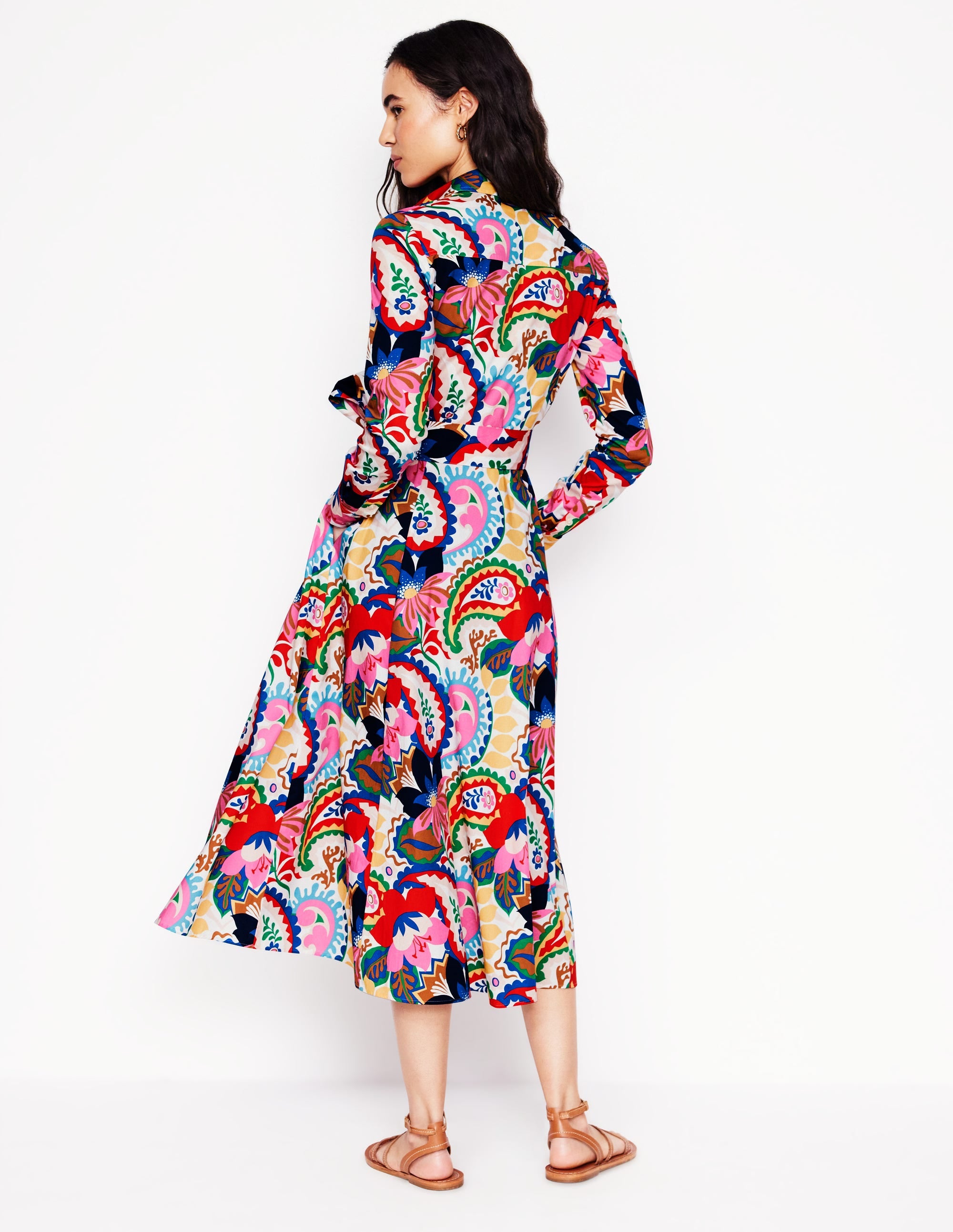 Robe-chemise midi Amy en coton-Ivoire, motif Botanical Paisley - Image 4