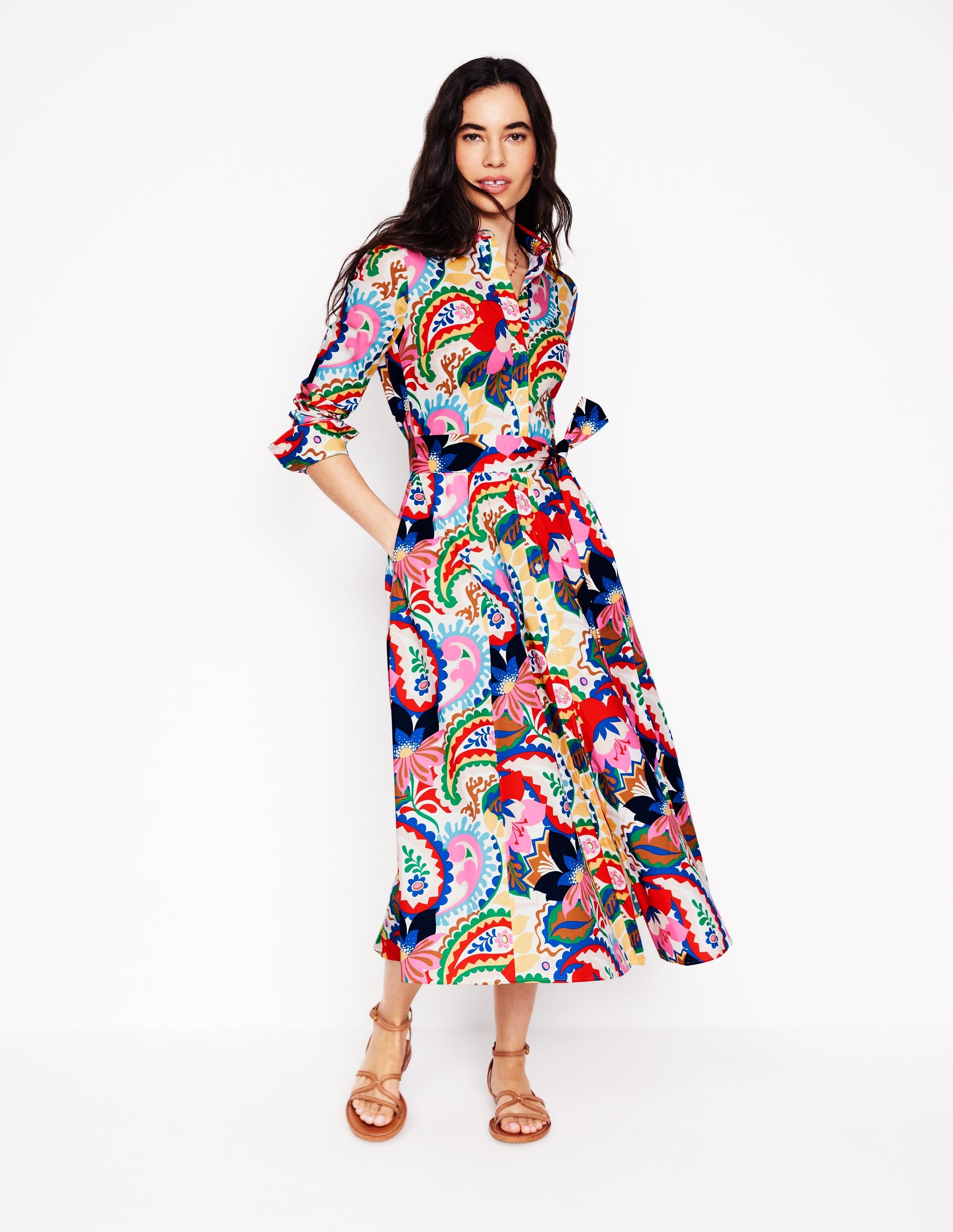 Robe-chemise midi Amy en coton-Ivoire, motif Botanical Paisley - Image 5