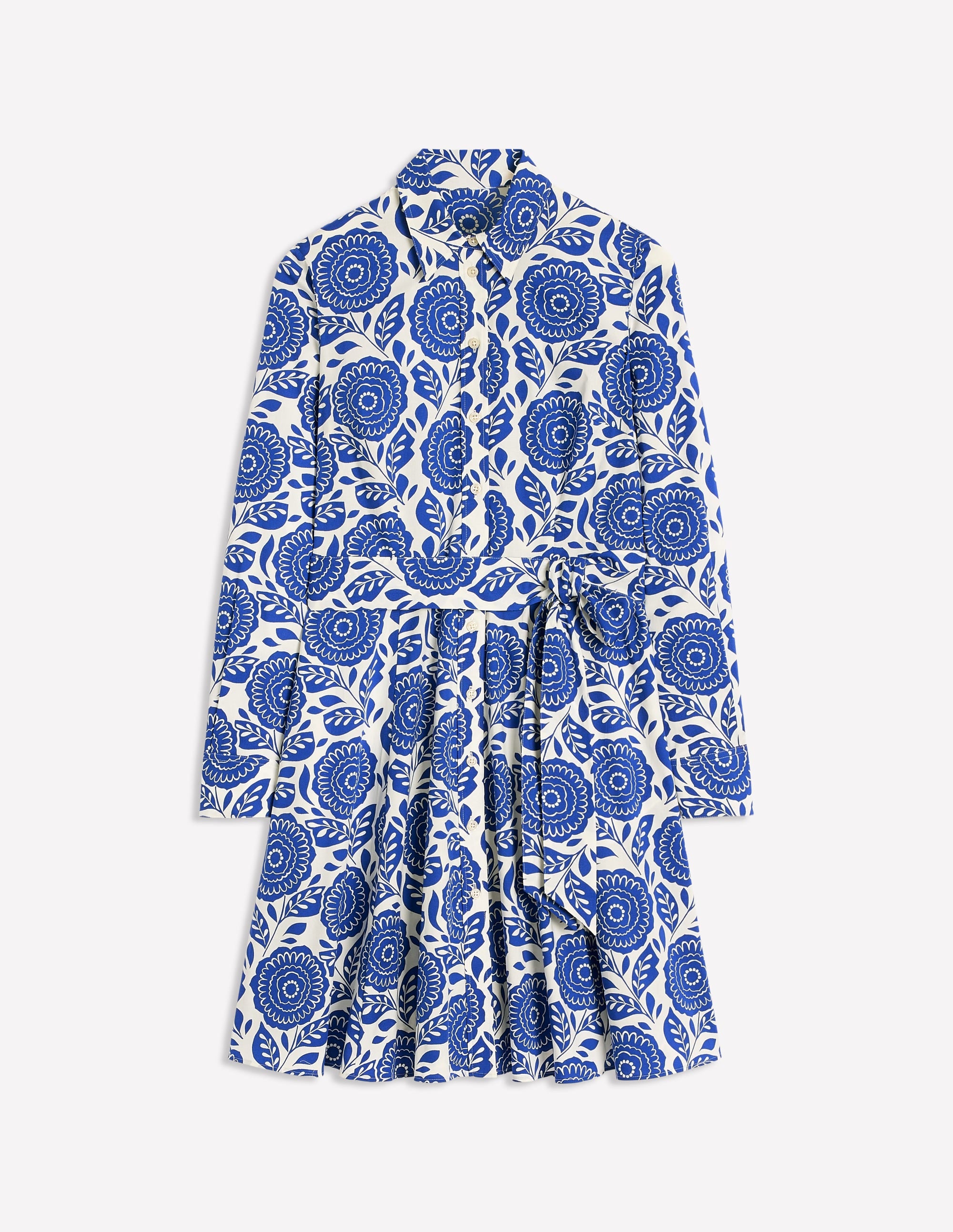 Robe-chemise courte Amy en coton-Bleu vif, motif Dahlia Stamp - Image 5