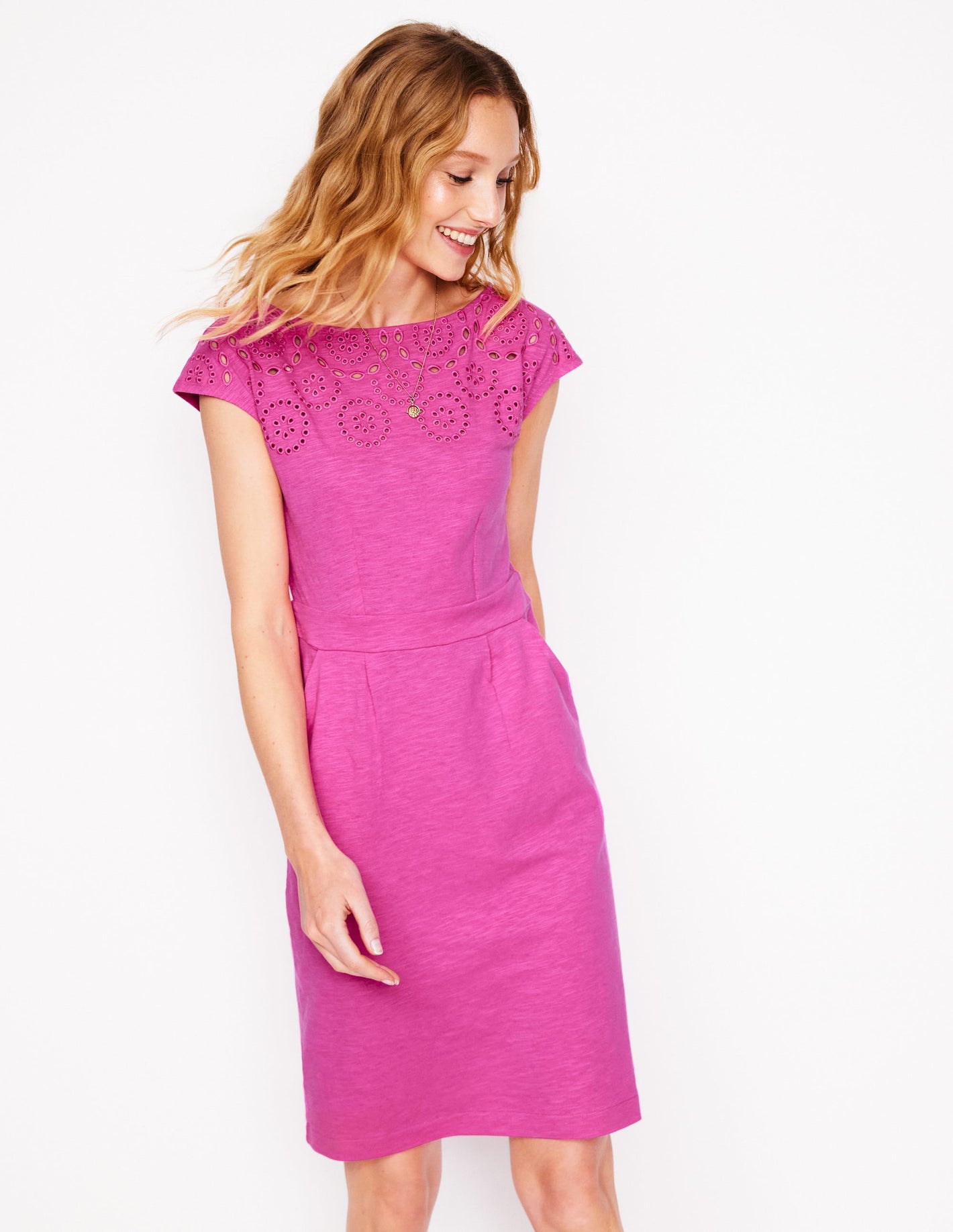 Florrie Kleid mit Lochstickerei-Cosmos-Rosa