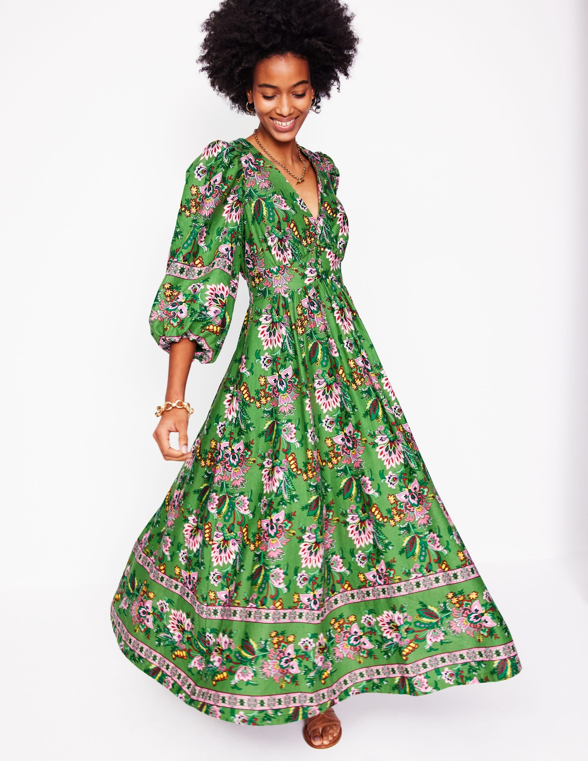 Lola Blouson-Maxikleid-Grün, Botanische Terrasse - Image 2