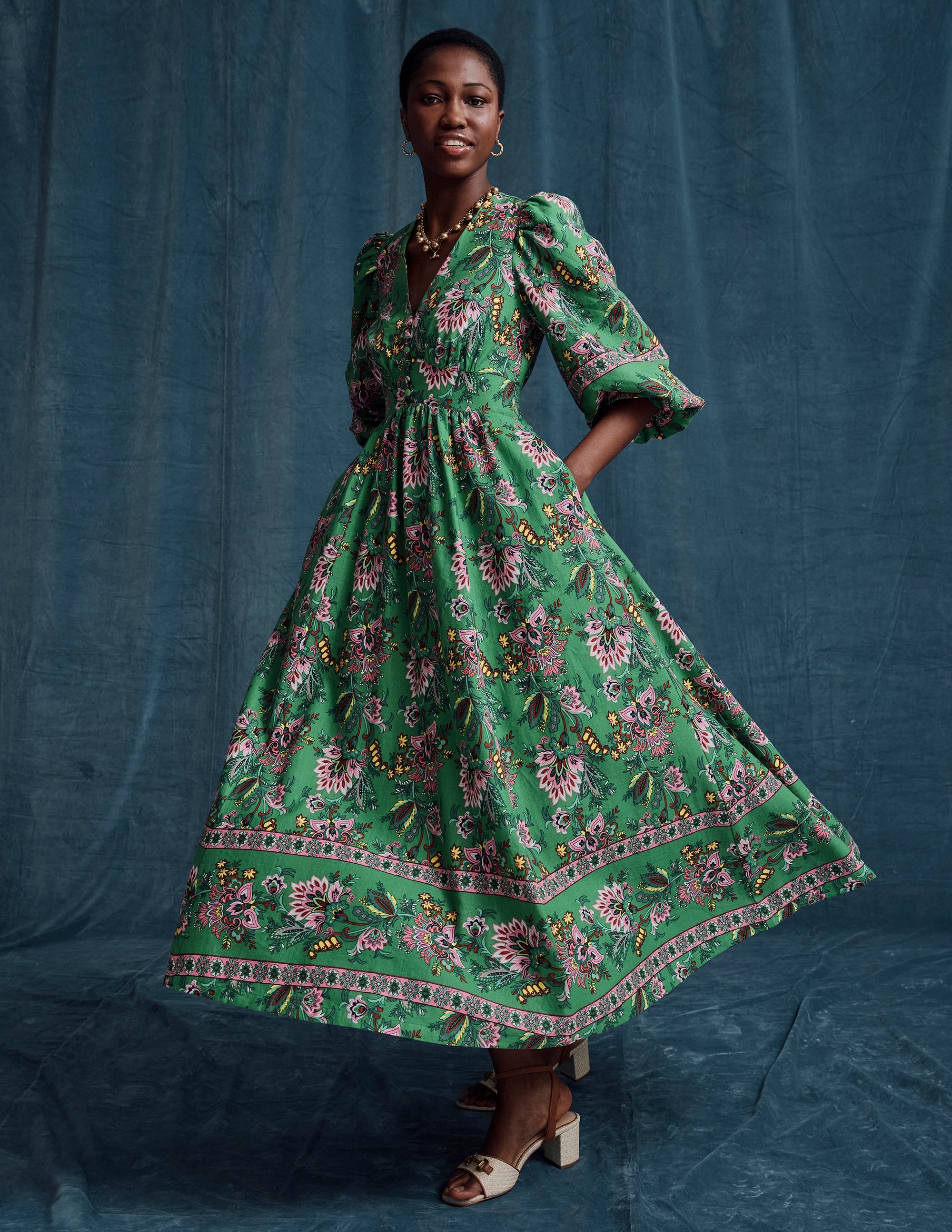 Lola Blouson-Maxikleid-Grün, Botanische Terrasse - Image 1