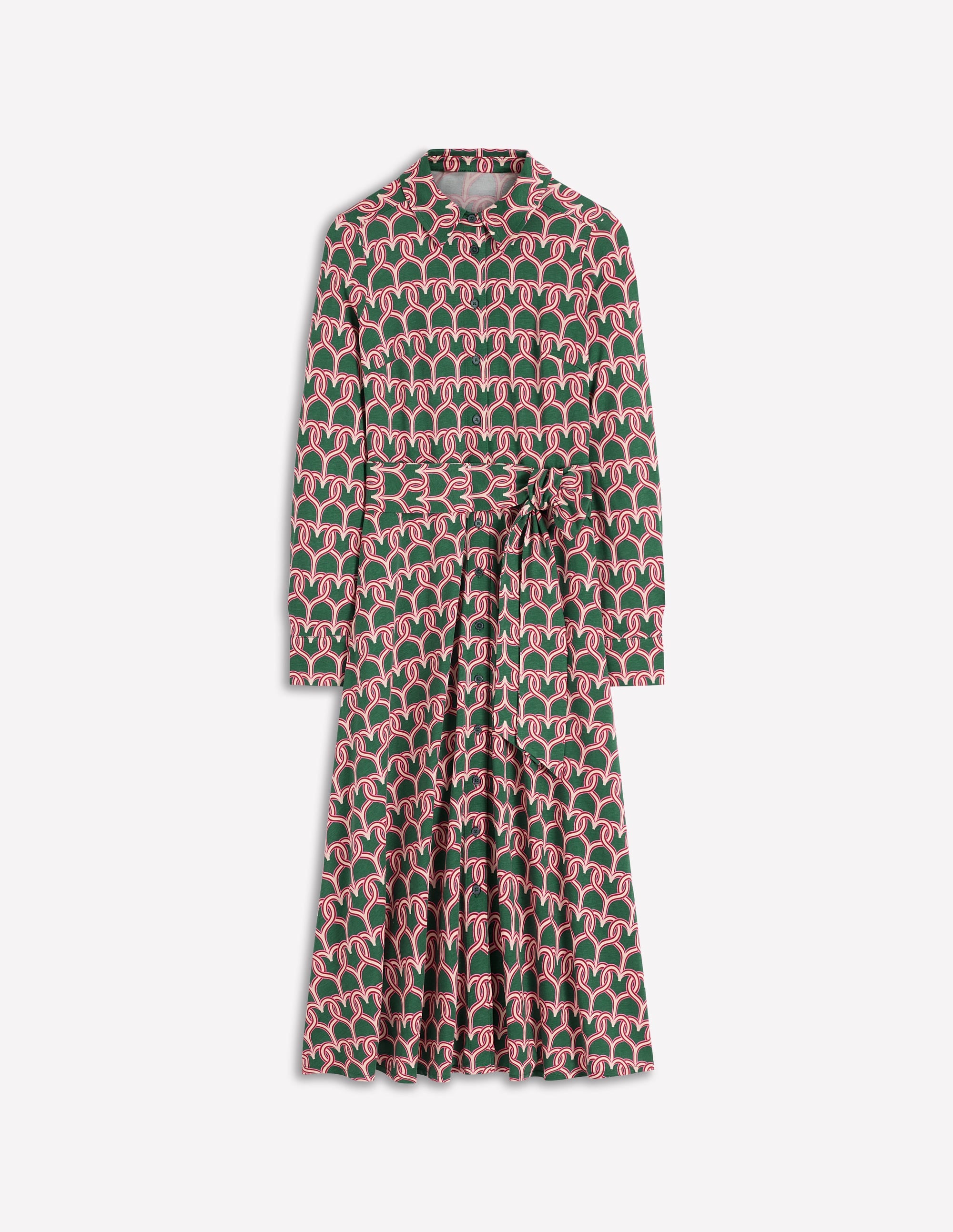 Marcia Jersey Shirt Dress-Hunter Green, Heart Link - Image 5