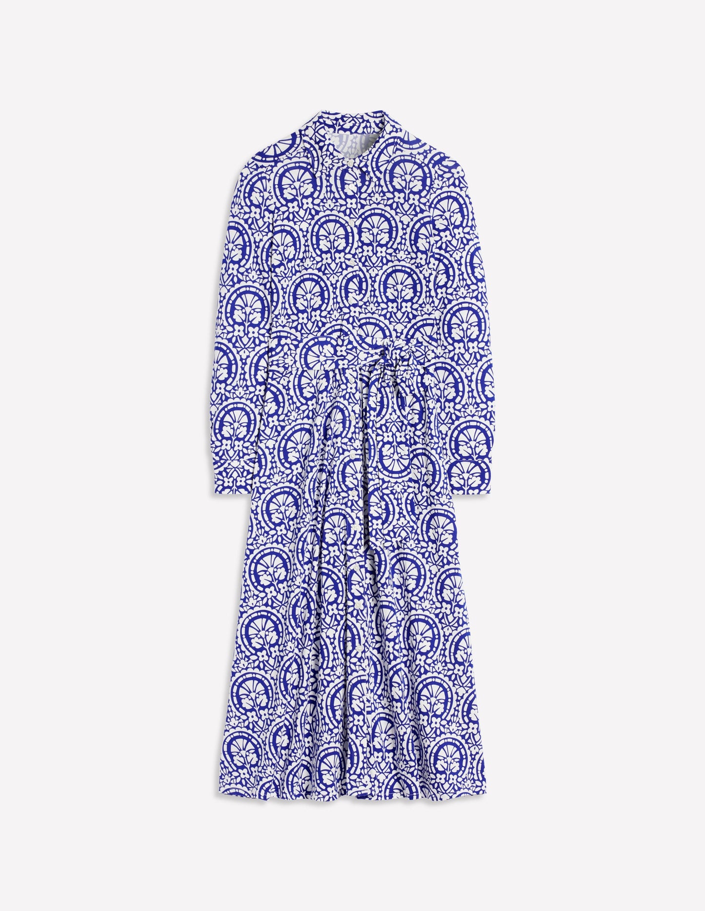 Robe-chemise midi Marcia en jersey-Bleu vif, motif Elaborate Stamp