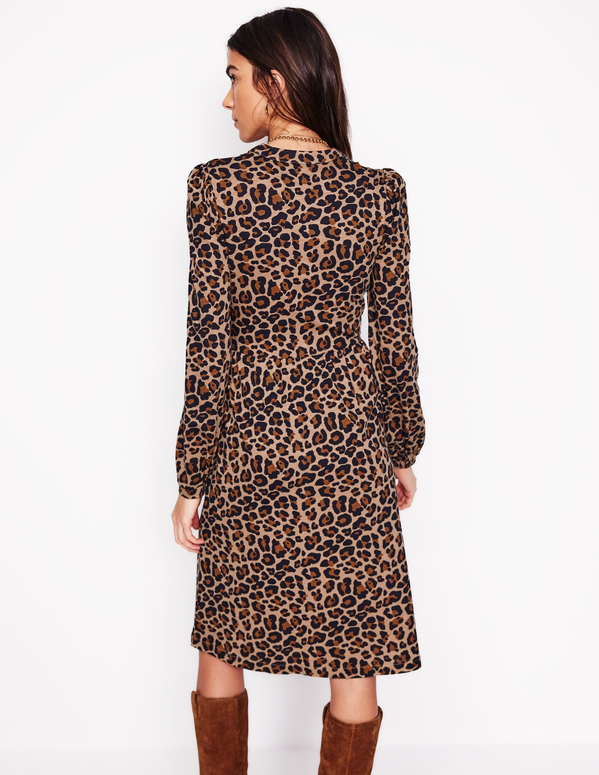 Robe décontractée Naomi en jersey-Camel, Motif Cheetah Pop - Image 3