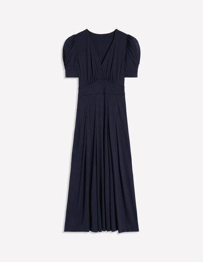 Robe Kristen plissée en jersey-Bleu Marine