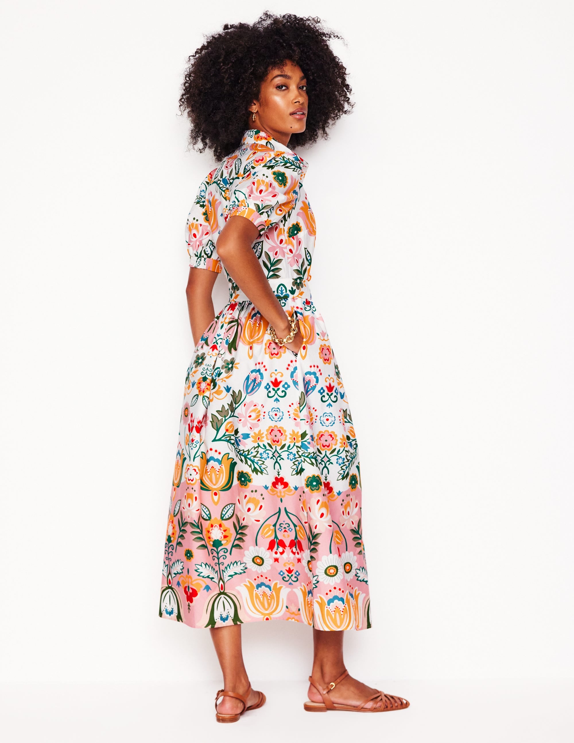 Robe-chemise longue Alexa-Ivoire, motif Tulip Fusion - Image 2