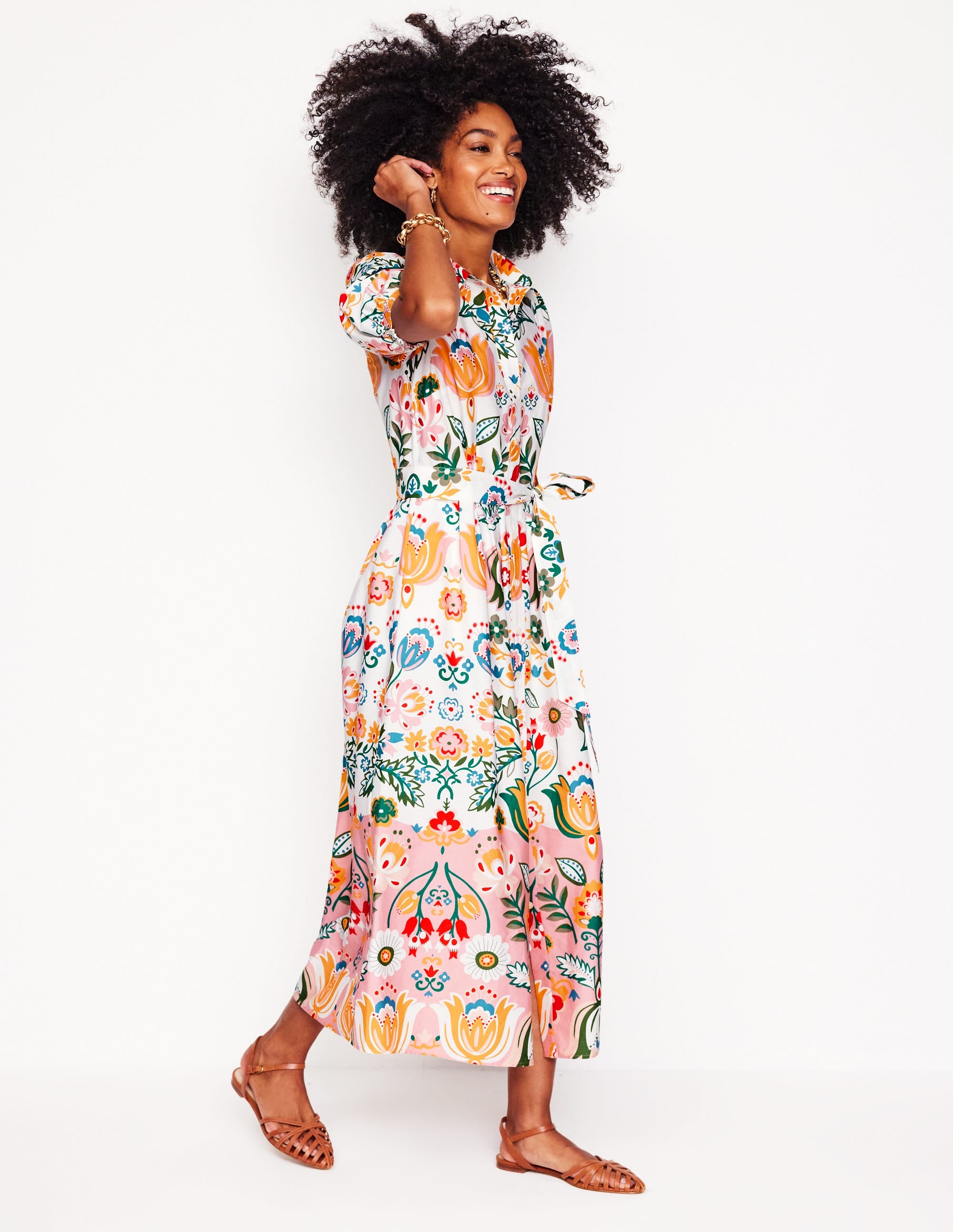 Robe-chemise longue Alexa-Ivoire, motif Tulip Fusion - Image 3