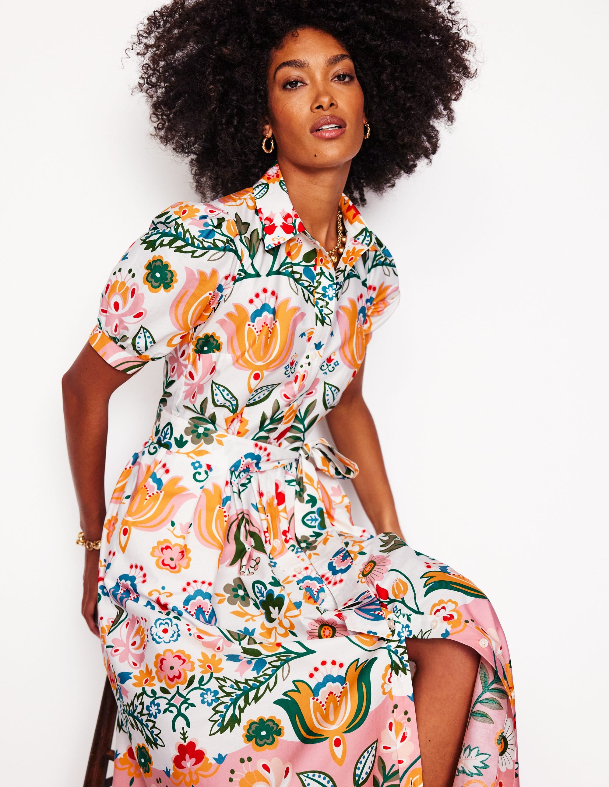 Robe-chemise longue Alexa-Ivoire, motif Tulip Fusion - Image 4
