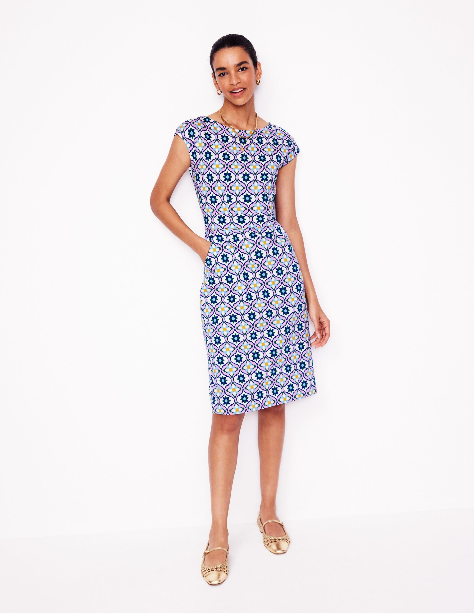 Robe Florrie en jersey-Multi, motif Floweret Tile - Image 4