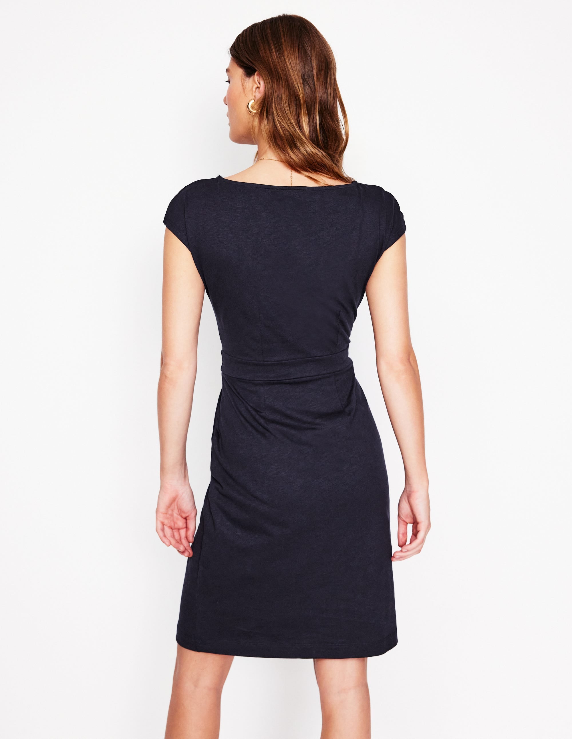 Robe Florrie en jersey-Bleu Marine, Petits Pois - Image 3