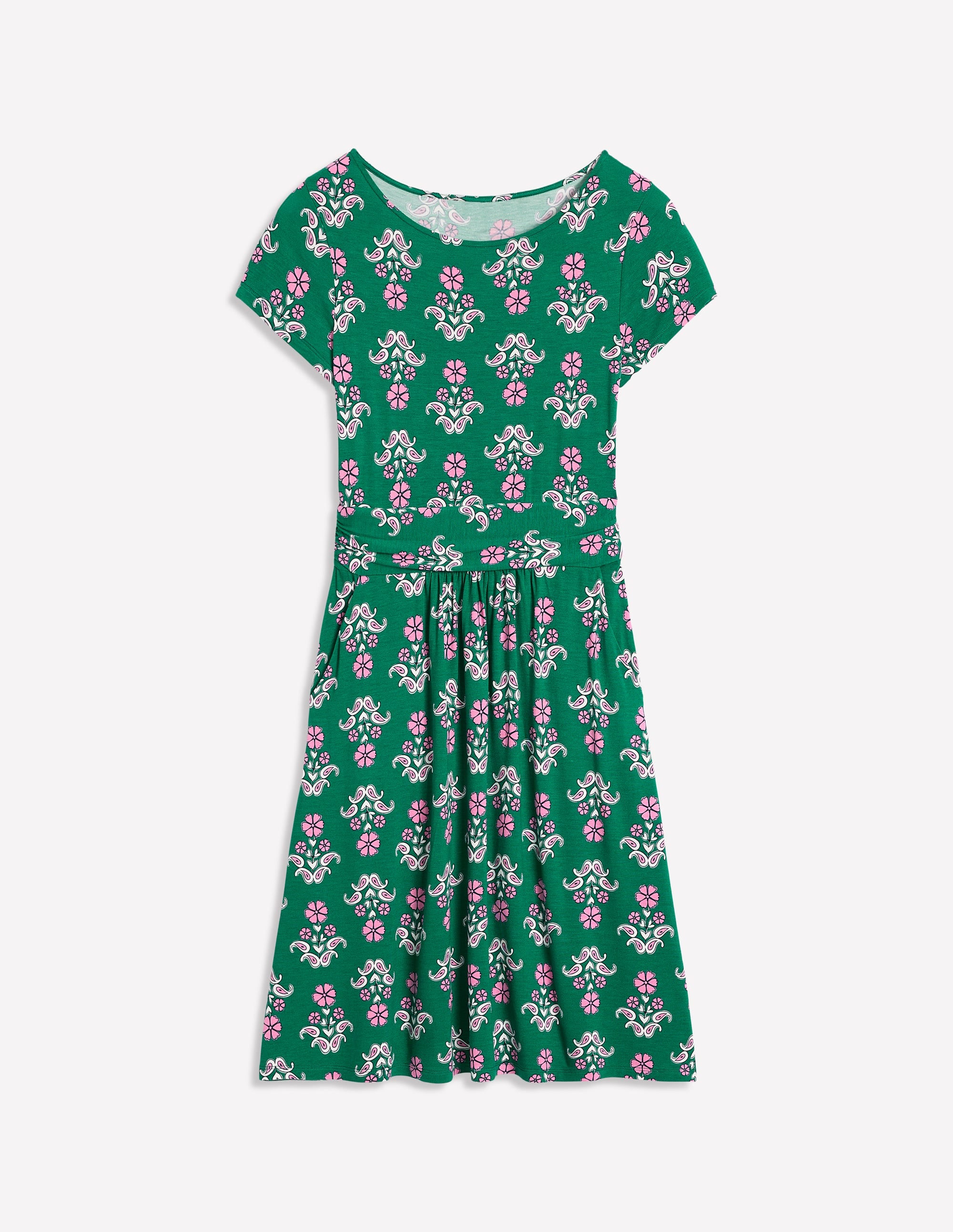 Robe Amelie en jersey-Vert pelouse, motif Pansy Stamp - Image 4