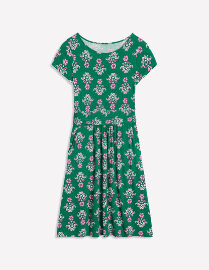 Amelie Jerseykleid-Waldgras, Stiefmütterchen-Stempel