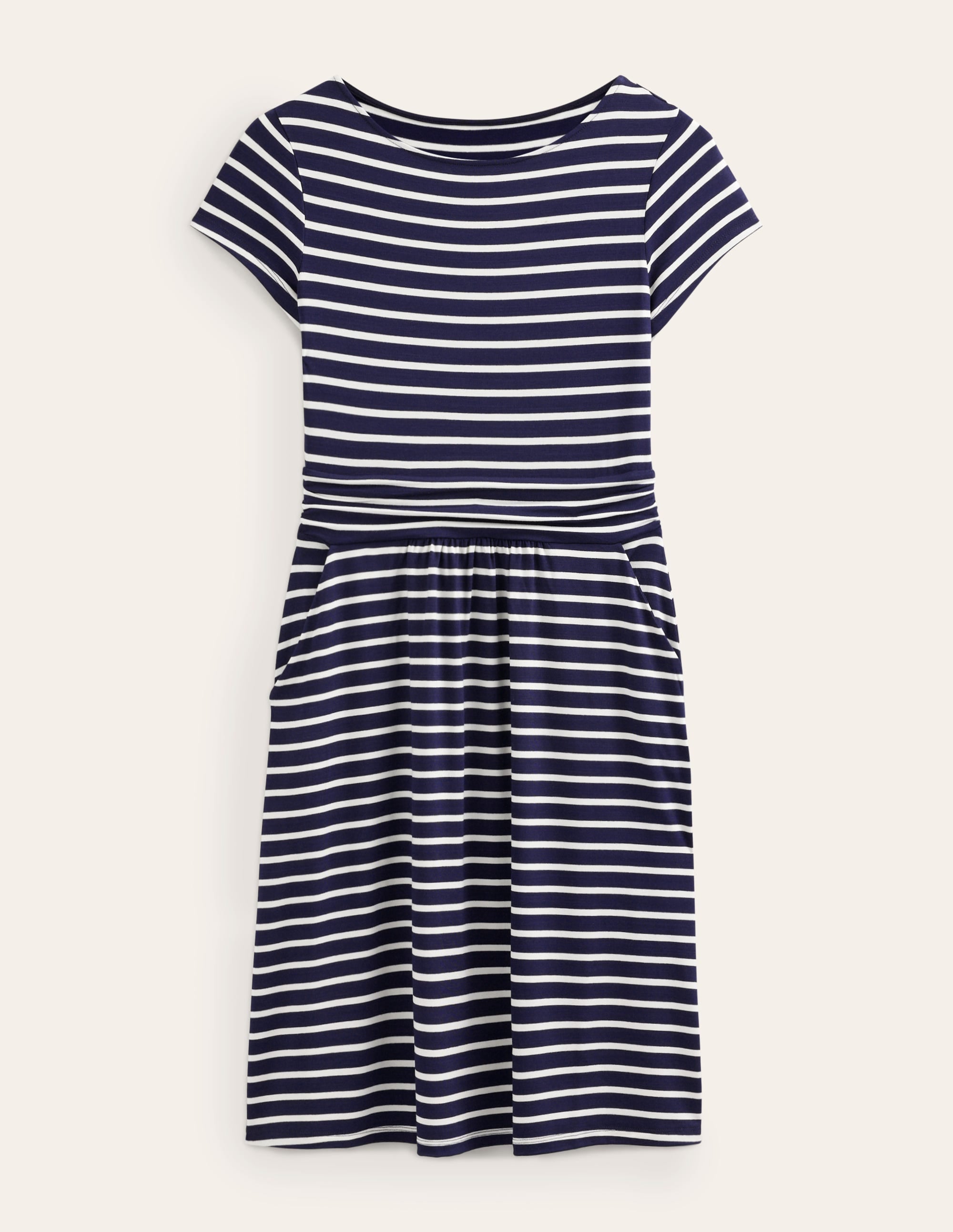 Amelie Jerseykleid-Marineblau, Naturweiß Gestreift - Image 5