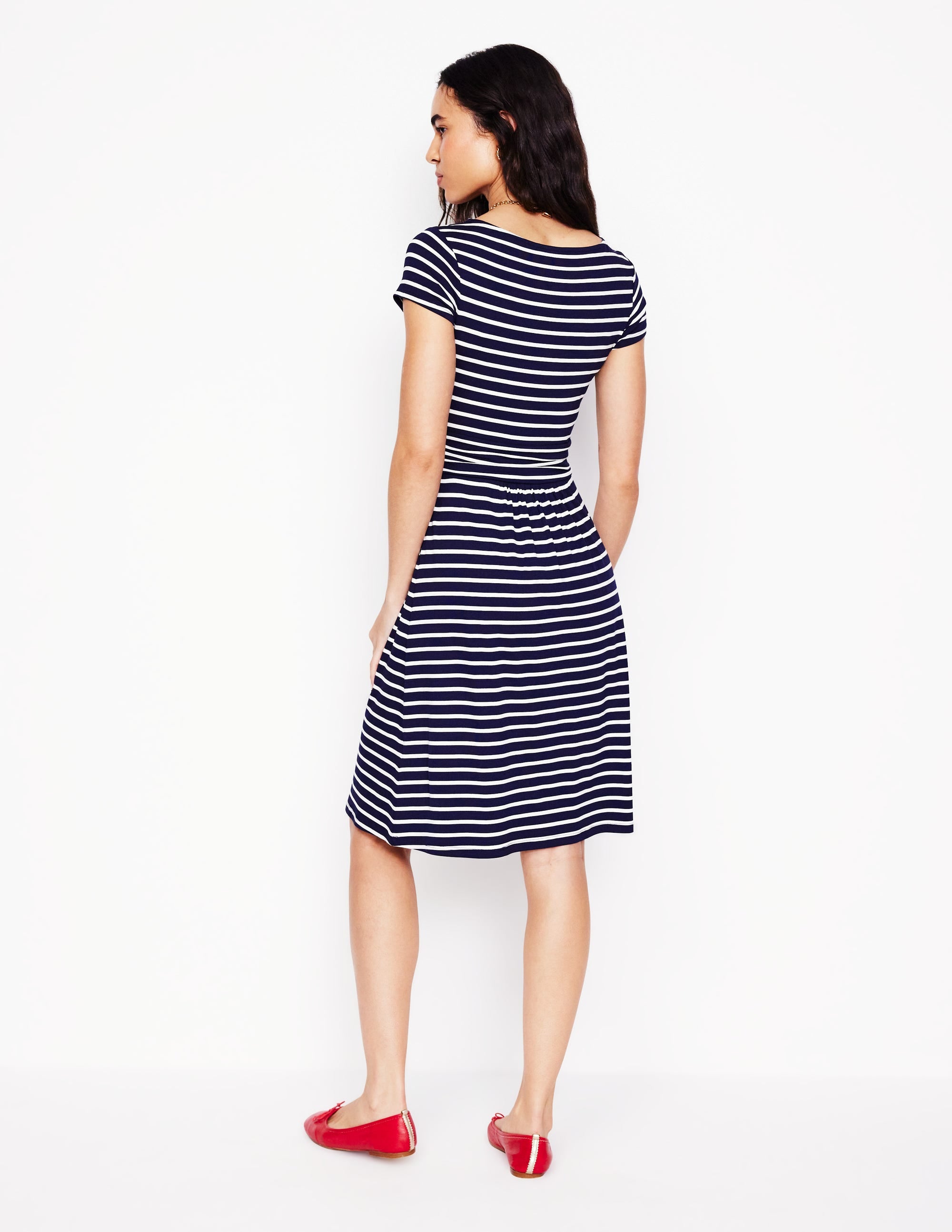 Amelie Jerseykleid-Marineblau, Naturweiß Gestreift - Image 3