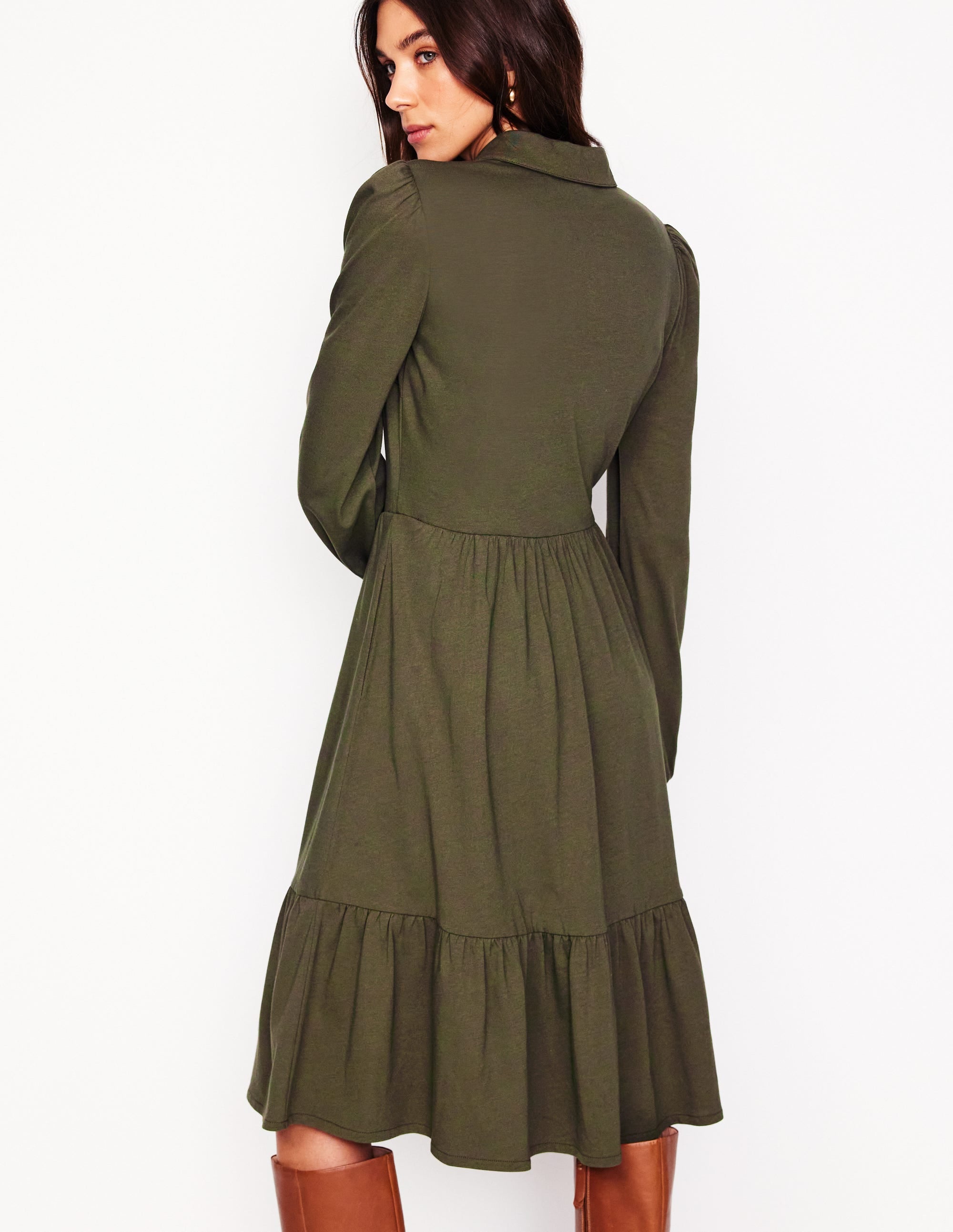Robe Jemima en jersey à volants-Kaki clair - Image 3