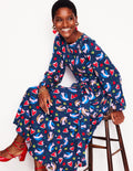 Robe midi Leandra en jersey-Bleu marine foncé, motif Heart Flutter