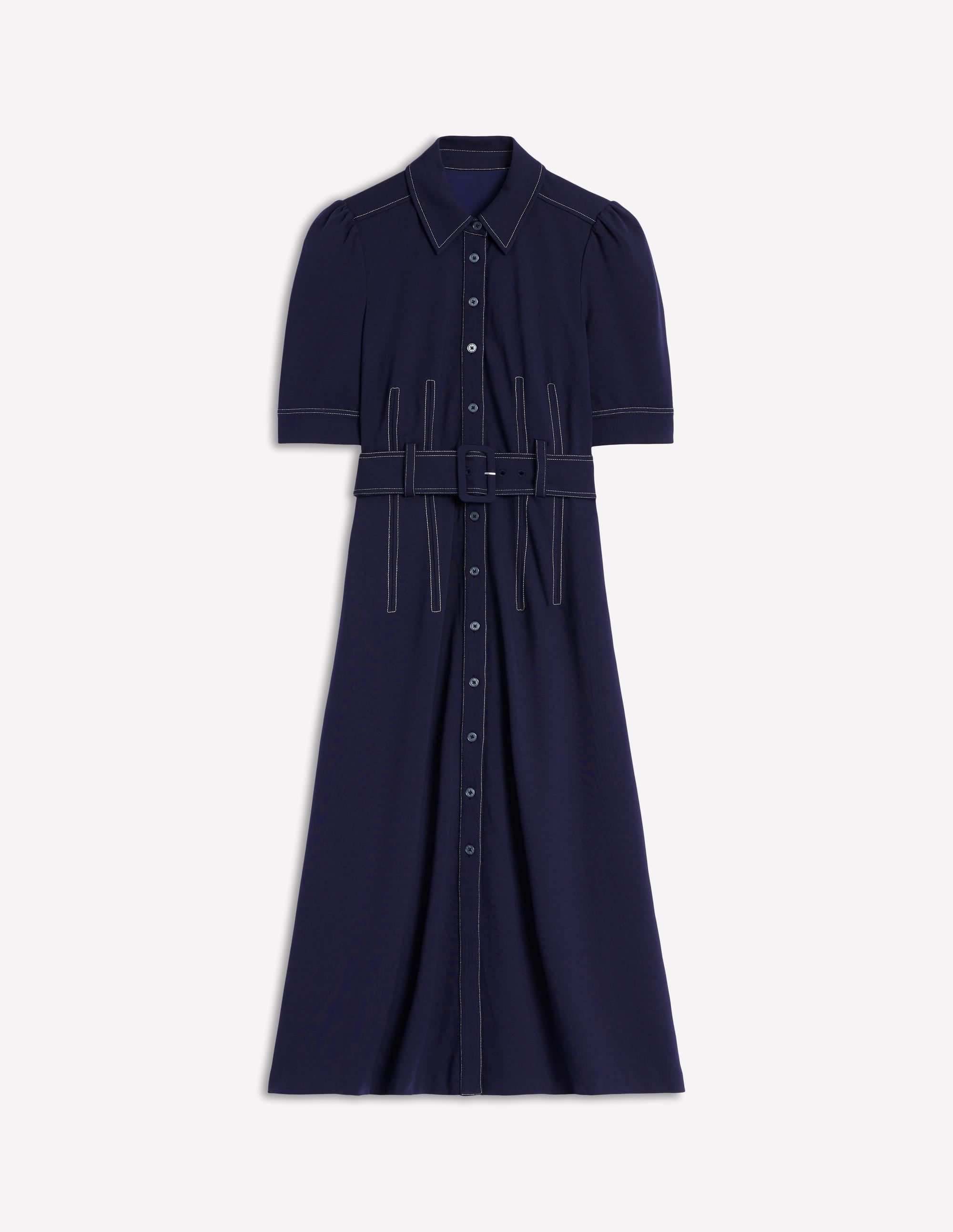 Robe-chemise Anita en point de Rome-Bleu Marine - Image 5