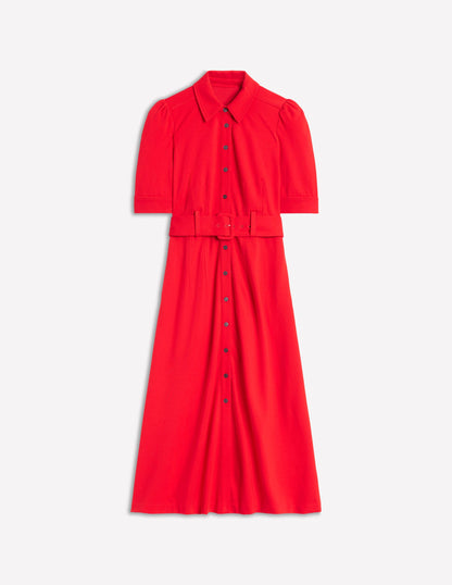 Robe-chemise Anita en point de Rome-Rouge carmin