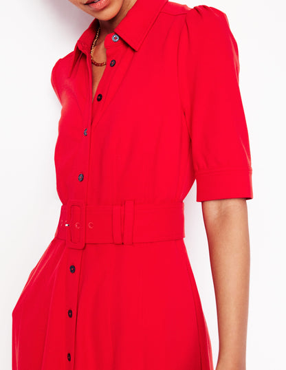 Robe-chemise Anita en point de Rome-Rouge carmin