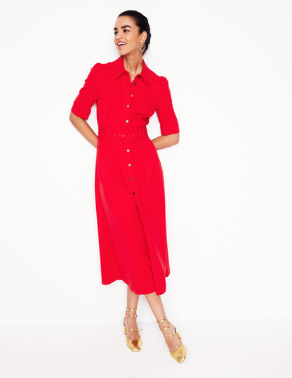 Robe-chemise Anita en point de Rome-Rouge carmin