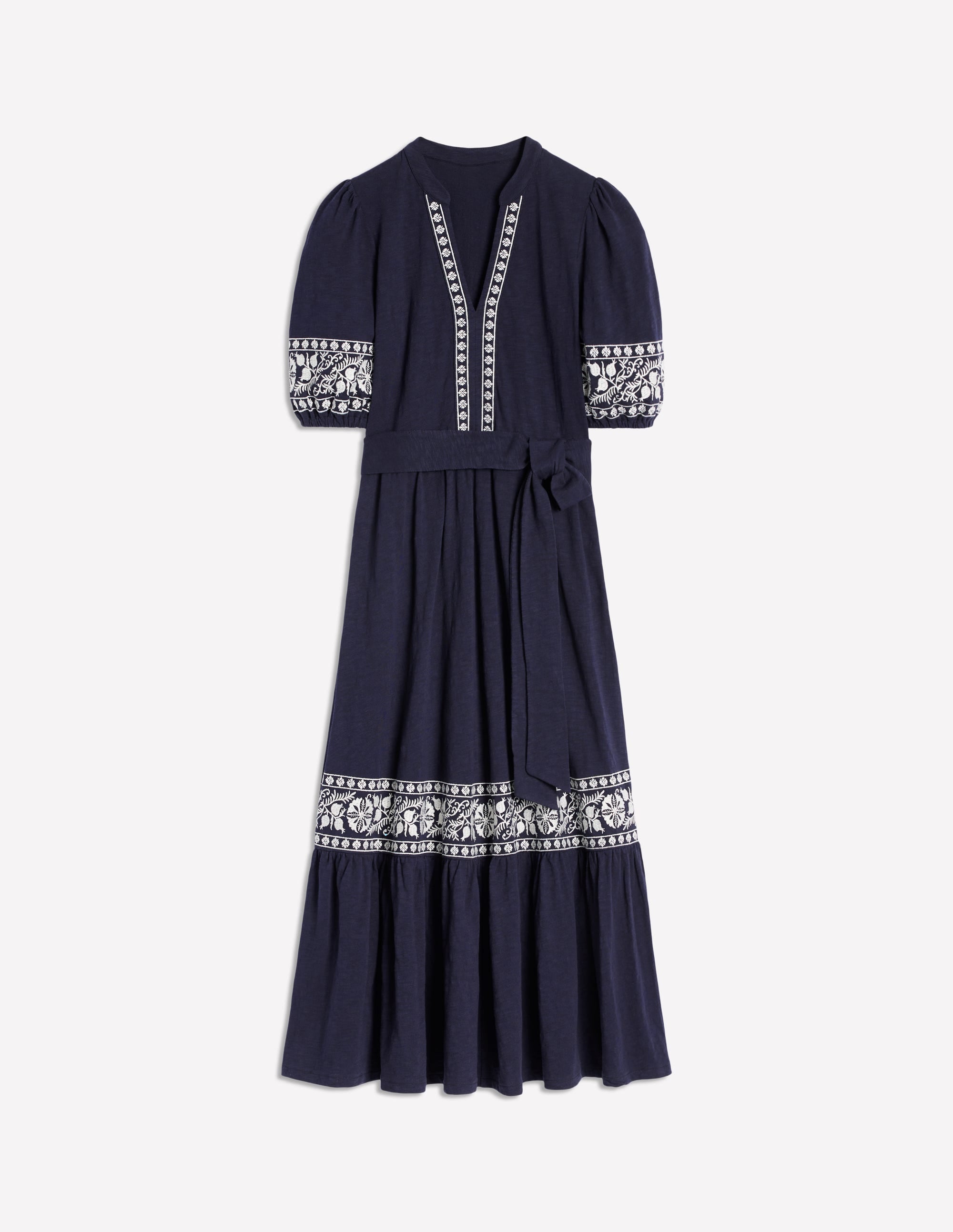 Robe Amara brodée en jersey-Broderie Bleu Marine - Image 6