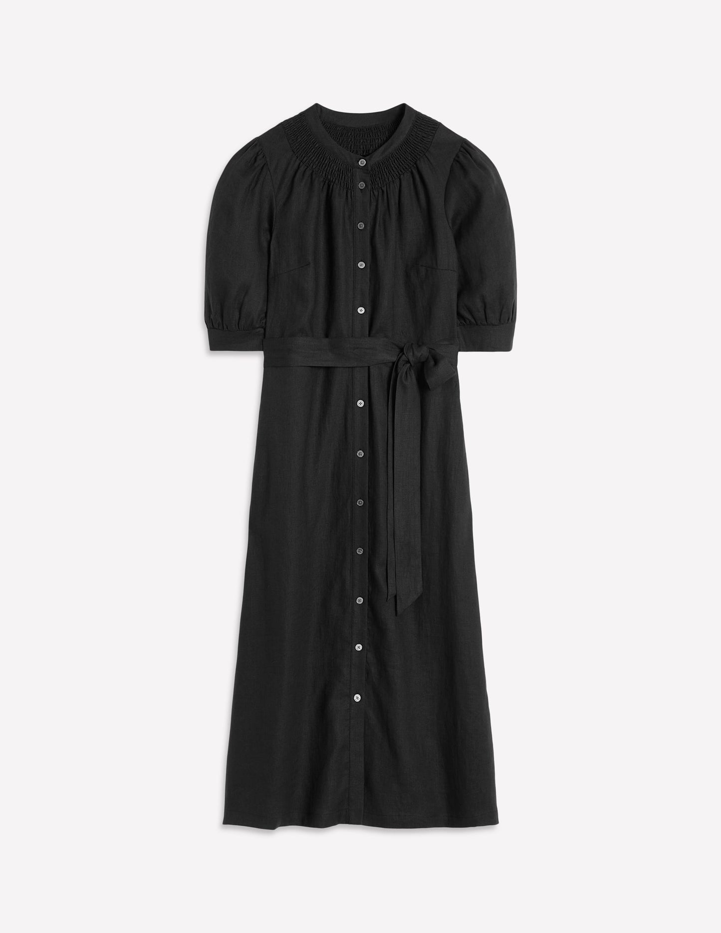 Robe midi Ada en lin-Noir