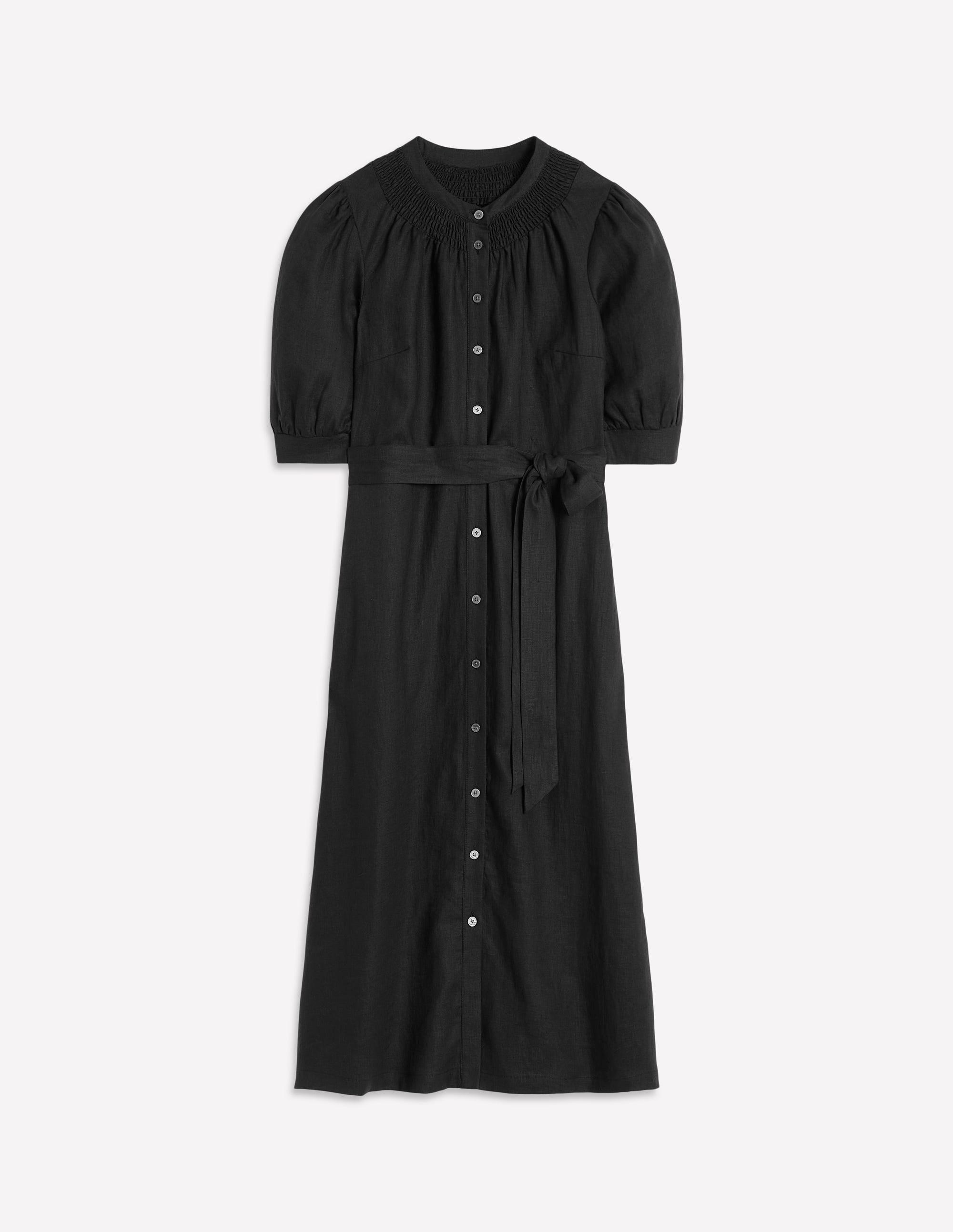 Robe midi Ada en lin-Noir - Image 6